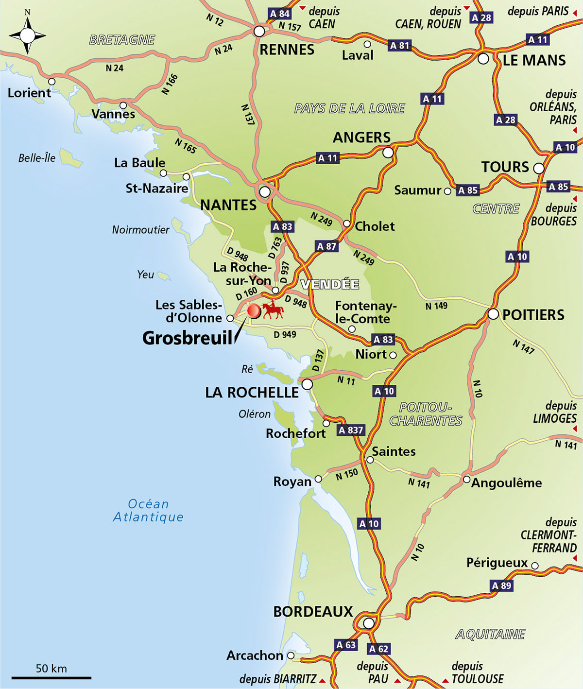Carte de localisation des écuries d'Artpaillange (85) • Écuries d'Artpaillange • Cartographie Fabrice Le Goff