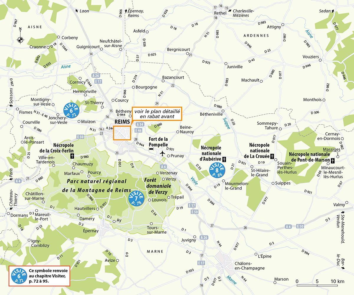 Les environs de Reims • Un Grand Week-end à Reims • Hachette Tourisme • Cartographie Fabrice Le Goff