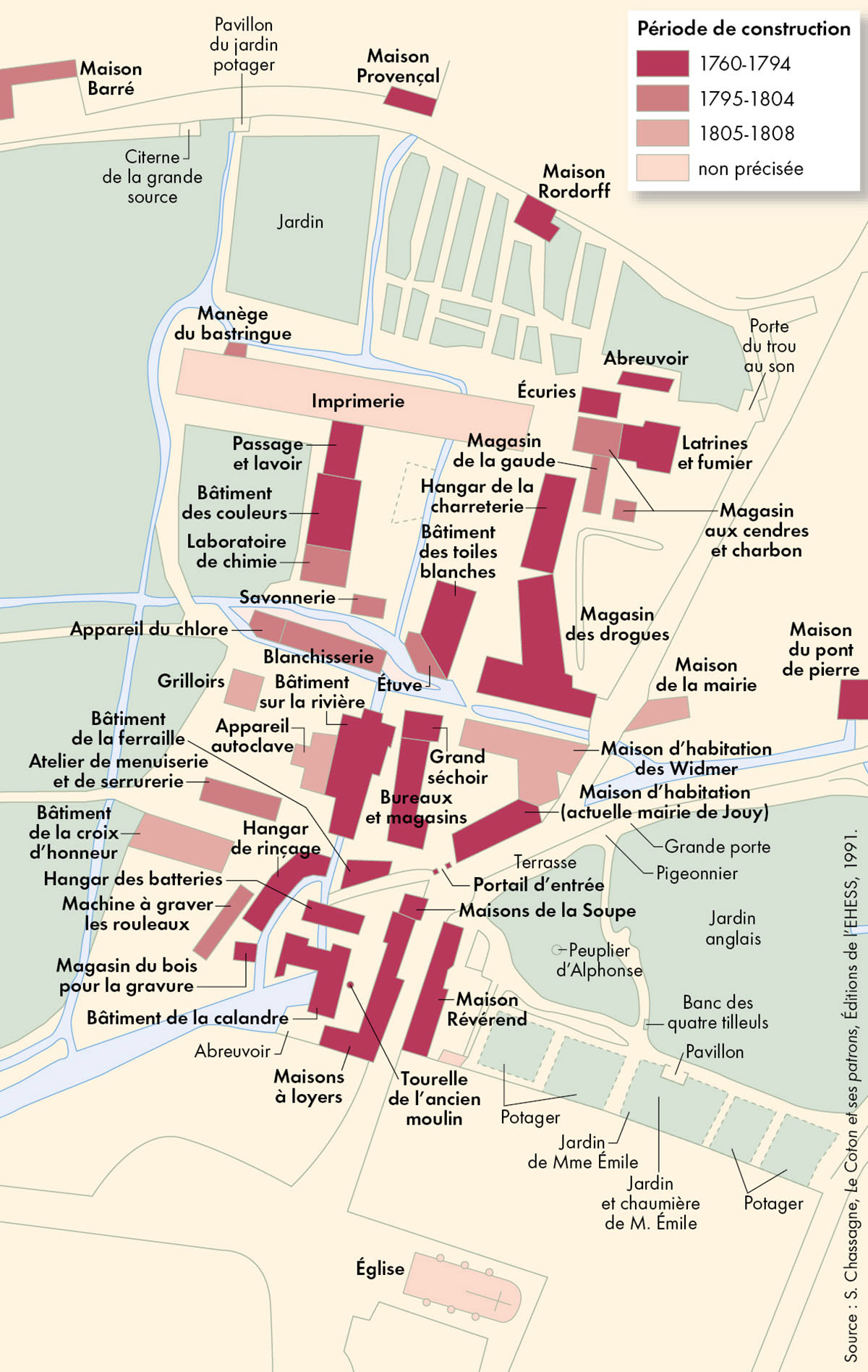 La manufacture de Jouy sous l'Empire • Atlas de l'empire napoléonien • Éditions Autrement • Cartographie Fabrice Le Goff