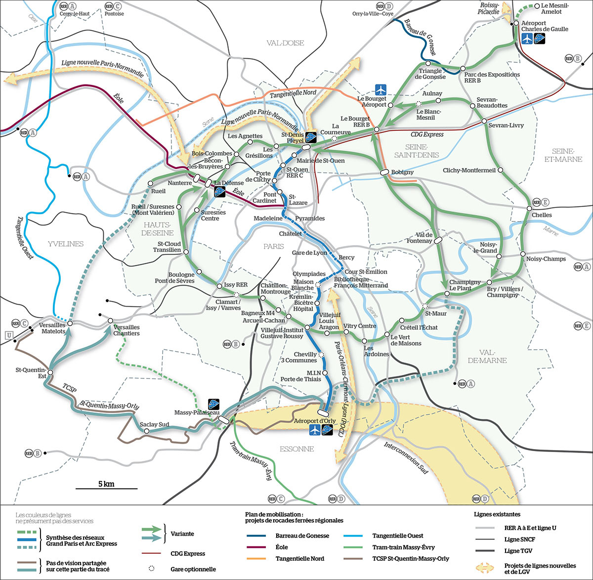 Projet de transport du Grand Paris • Art Presse • Cartographie Fabrice Le Goff