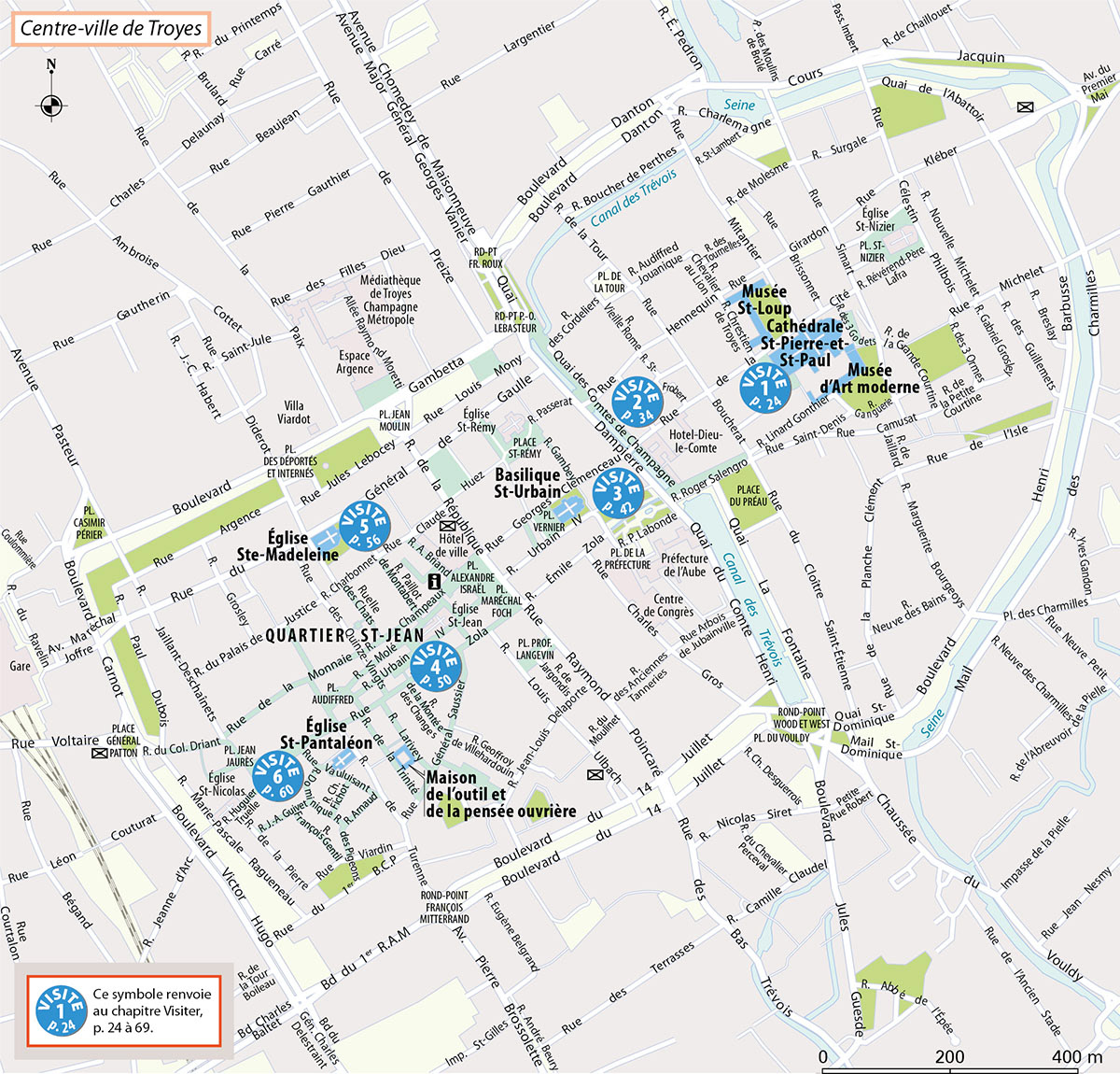 Troyes, le bouchon de Champagne • Un Grand Week-end à Troyes et ses environs • Hachette Tourisme • Cartographie Fabrice Le Goff