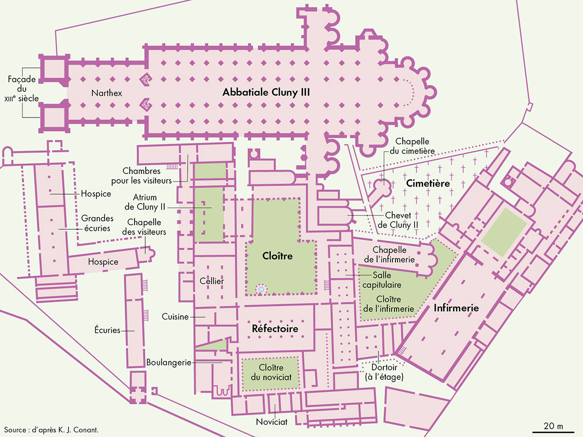 L'abbaye de Cluny en 1157 • Atlas de la France médiévale • Éditions Autrement • Cartographie Fabrice Le Goff