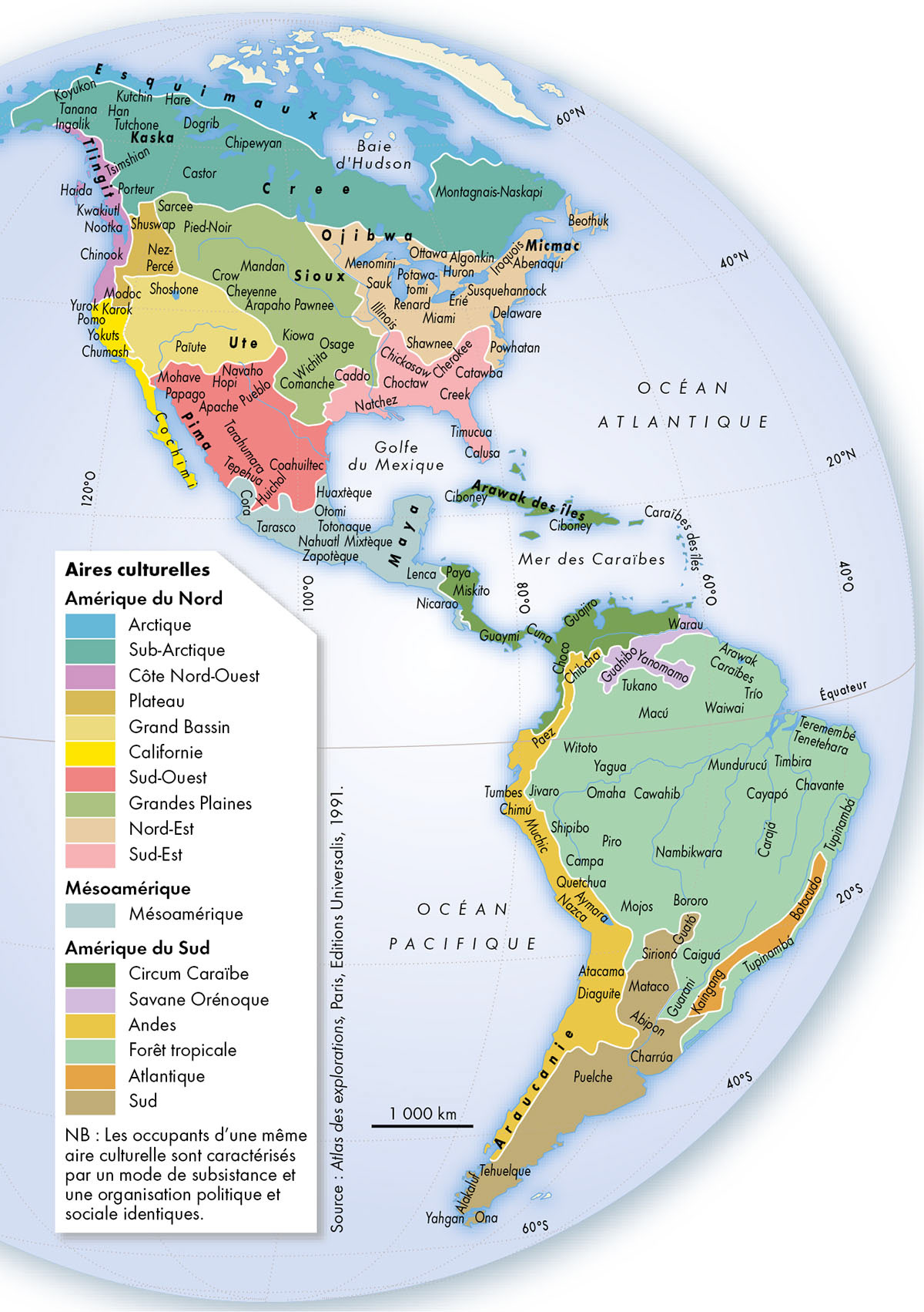 Les civilisations amérindiennes vers 1500 • Atlas des premières colonisations • Éditions Autrement • Cartographie Fabrice Le Goff
