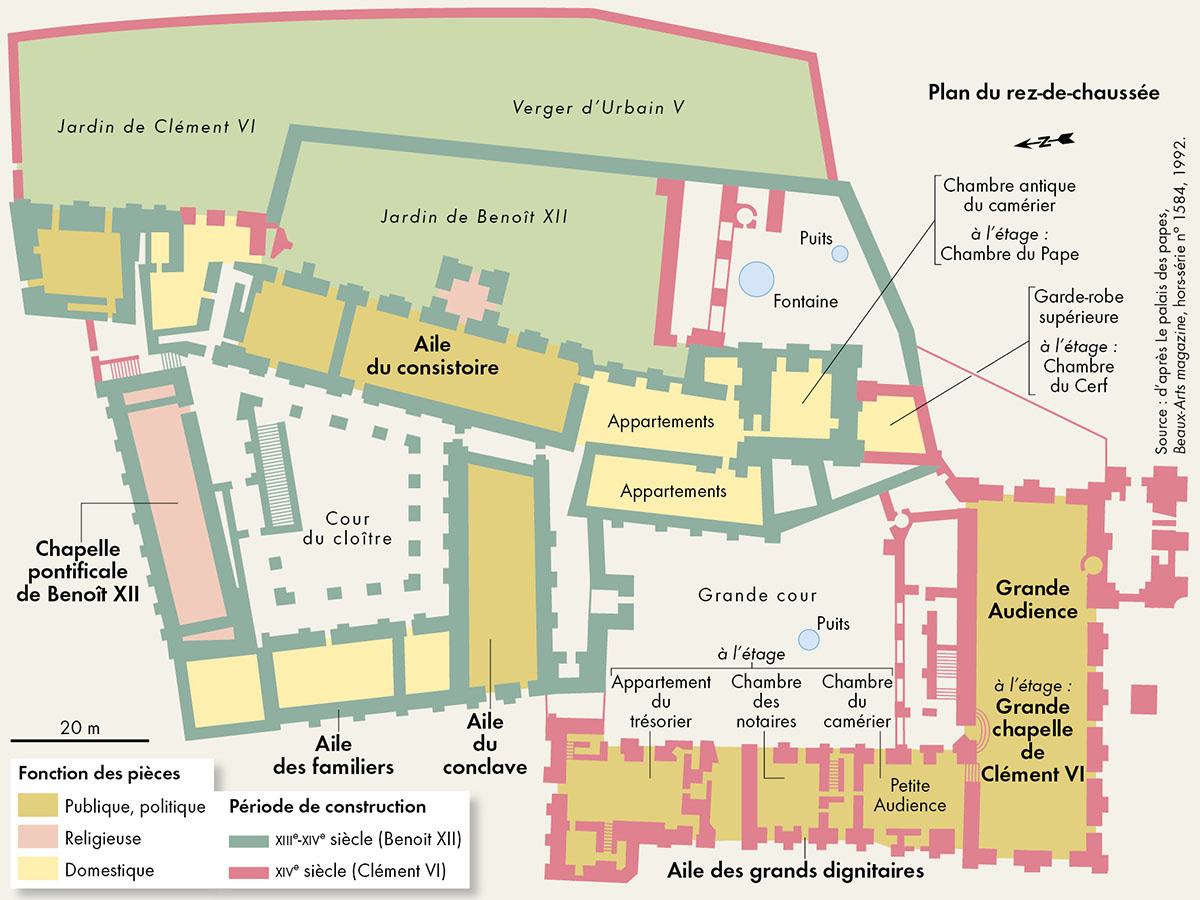 Le palais des papes à Avignon • Atlas de la France médiévale • Éditions Autrement • Cartographie Fabrice Le Goff