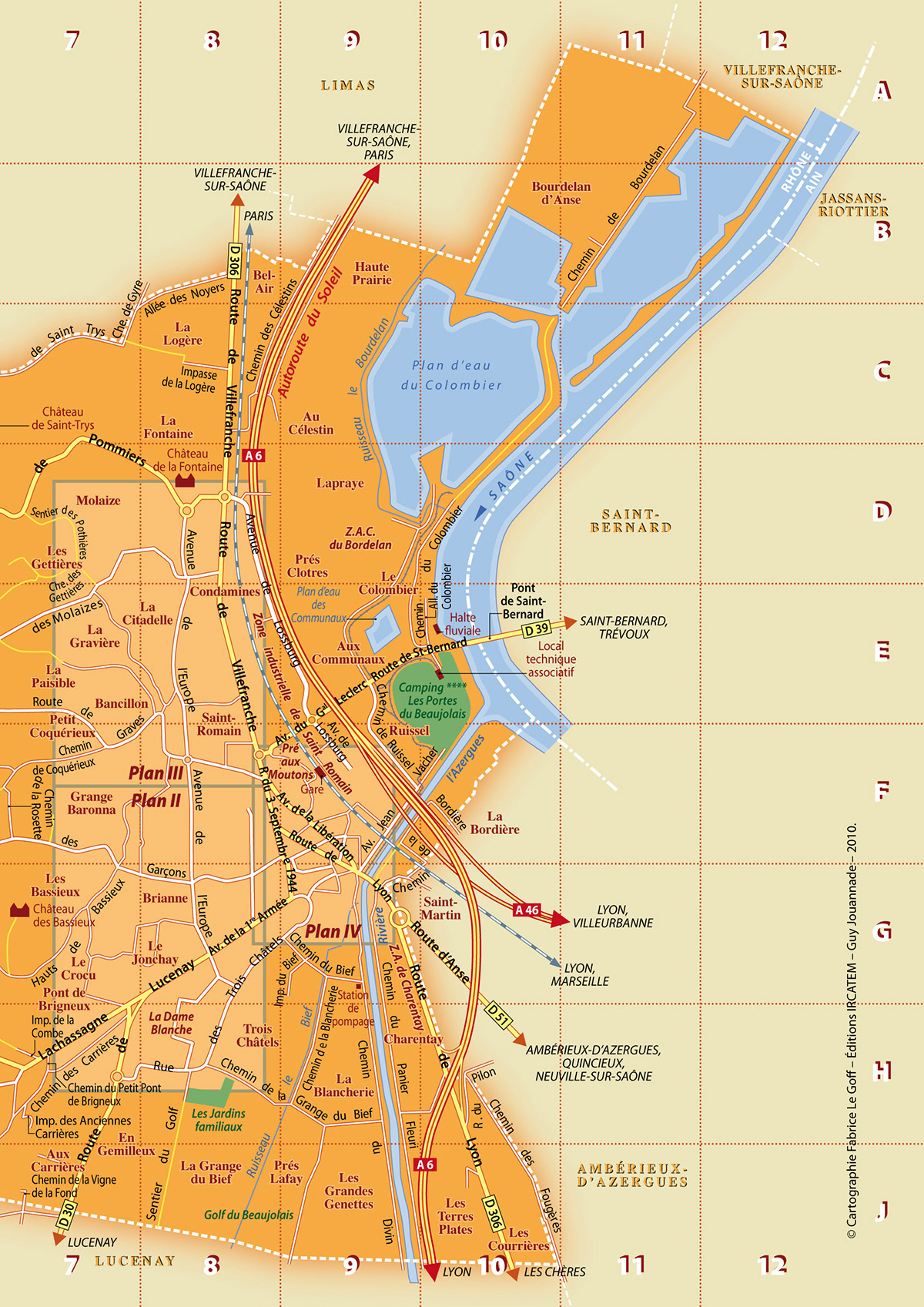 Plan de la commune d'Anse (69) • Éditions Ircatem • Cartographie Fabrice Le Goff