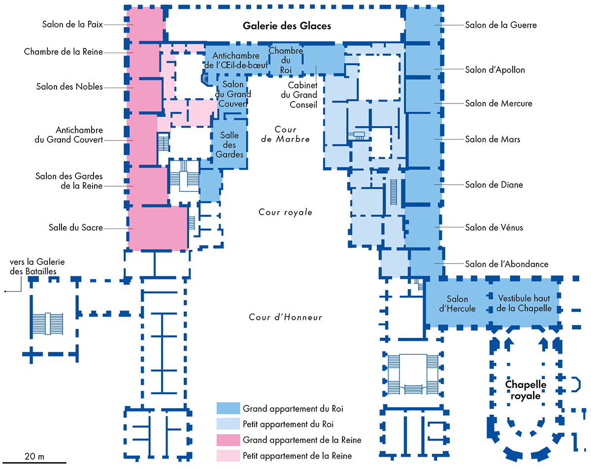 Le château de Versailles • Nouvel Atlas de l'histoire de France • Éditions Autrement • Cartographie Fabrice Le Goff