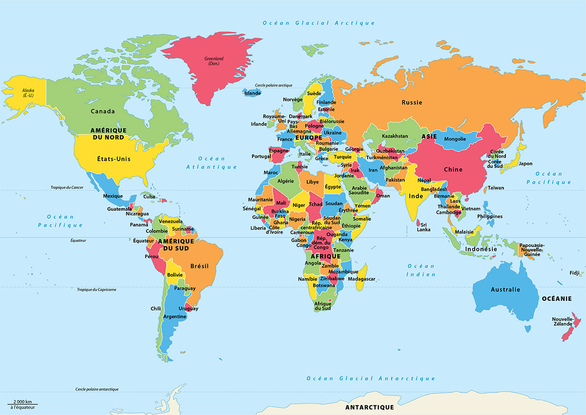 Planisphère politique • Les contes dans tous leurs états • Éditions Retz • Cartographie Fabrice Le Goff