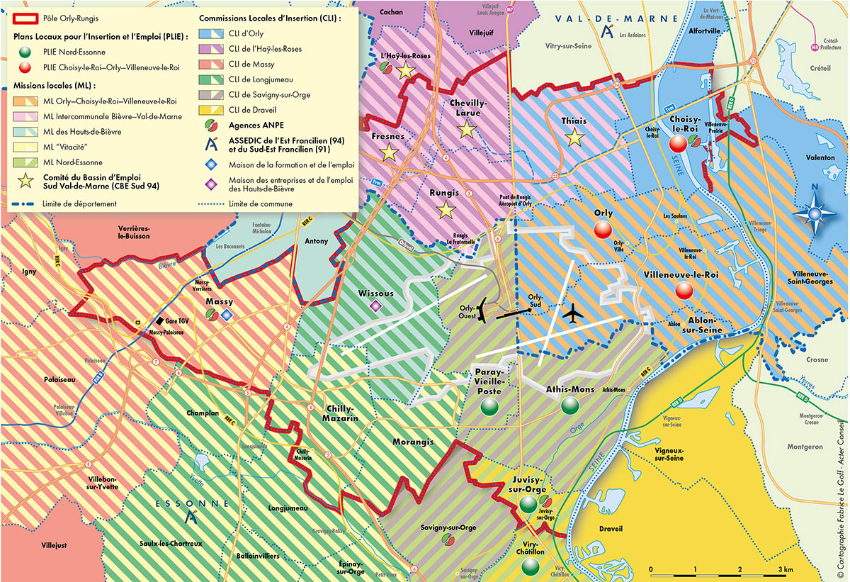 Le pôle Orly-Rungis. Les structures locales-emploi-insertion • Acter Conseil • Cartographie Fabrice Le Goff