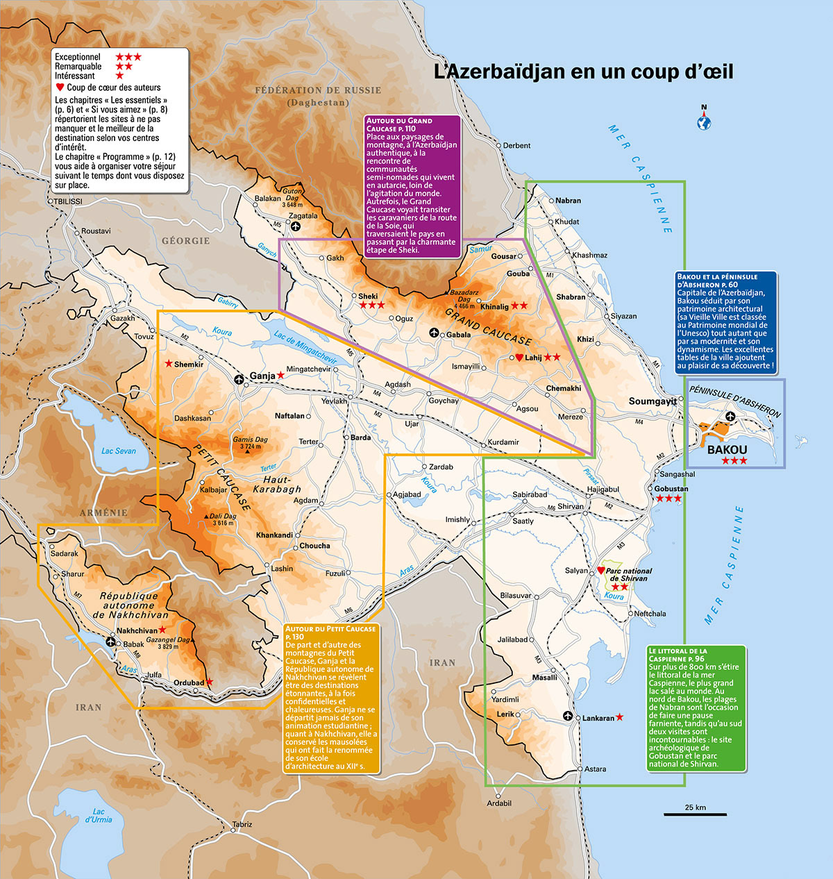 Découverte de l'Azerbaïdjan • Guide Évasion Azerbaïdjan • Hachette Partenariats • Cartographie Fabrice Le Goff