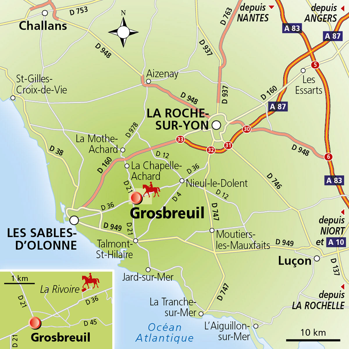 Plan d'accès aux écuries d'Artpaillange (85) • Écuries d'Artpaillange • Cartographie Fabrice Le Goff