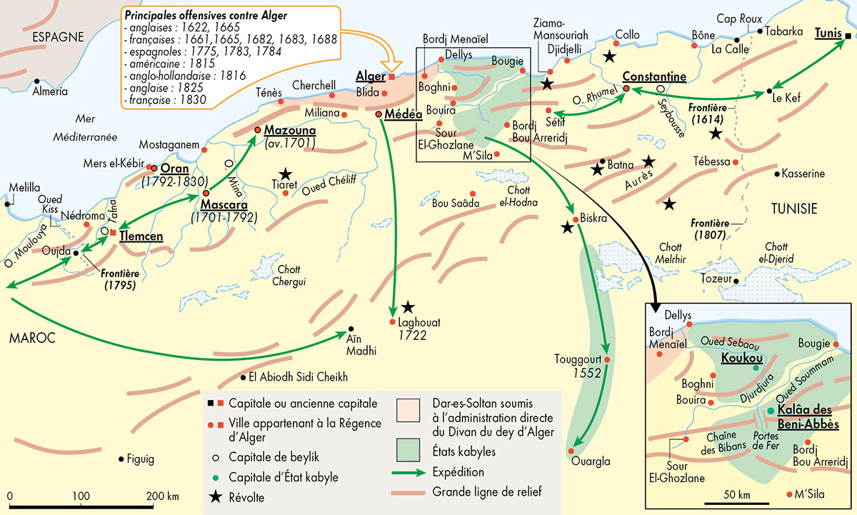 La Régence d'Alger du 16e siècle à 1830 • Atlas de la guerre d'Algérie • Éditions Autrement • Cartographie Fabrice Le Goff