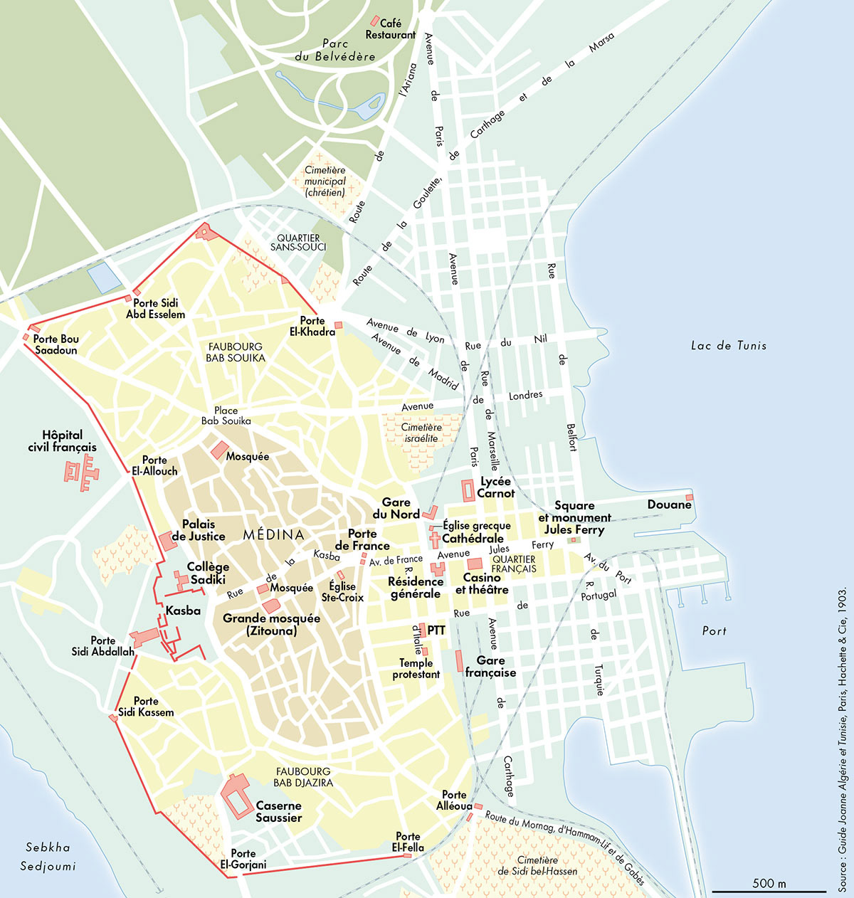Tunis en 1903 • Nouvel Atlas de l'histoire de France • Éditions Autrement • Cartographie Fabrice Le Goff