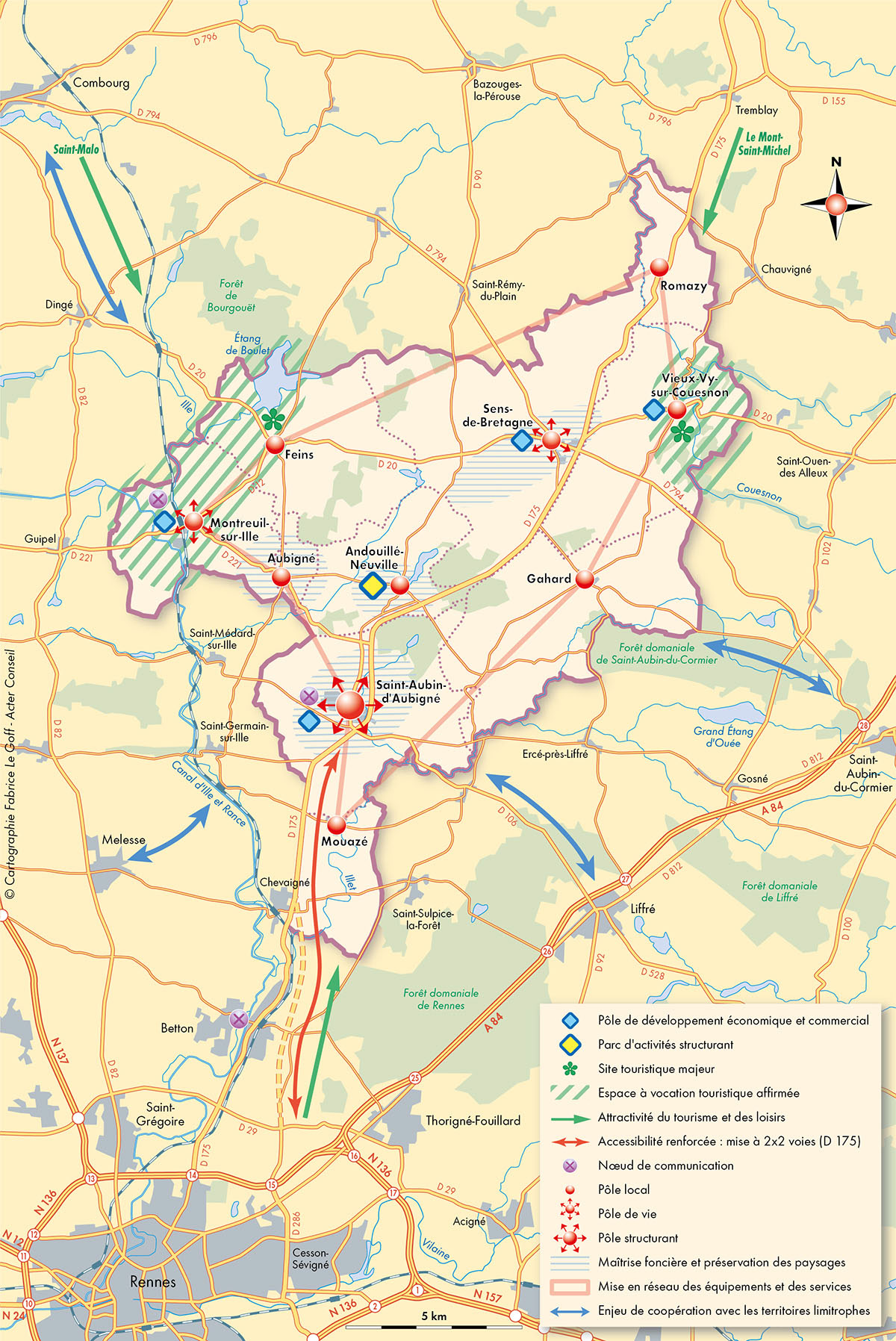 La communauté de communes du Pays d'Aubigné. Synthèse des propositions stratégiques • Acter Conseil • Cartographie Fabrice Le Goff