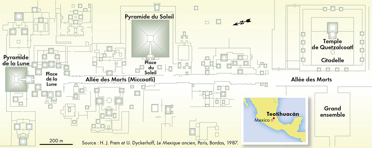 Le site archéologique de Teotihuacán (Mexique) • Atlas des esclavages • Éditions Autrement • Cartographie Fabrice Le Goff