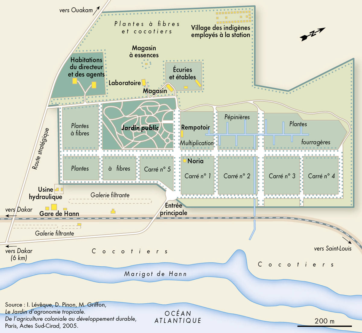 La station agronomique de Hann (Sénégal) • Atlas des empires coloniaux • Éditions Autrement • Cartographie Fabrice Le Goff