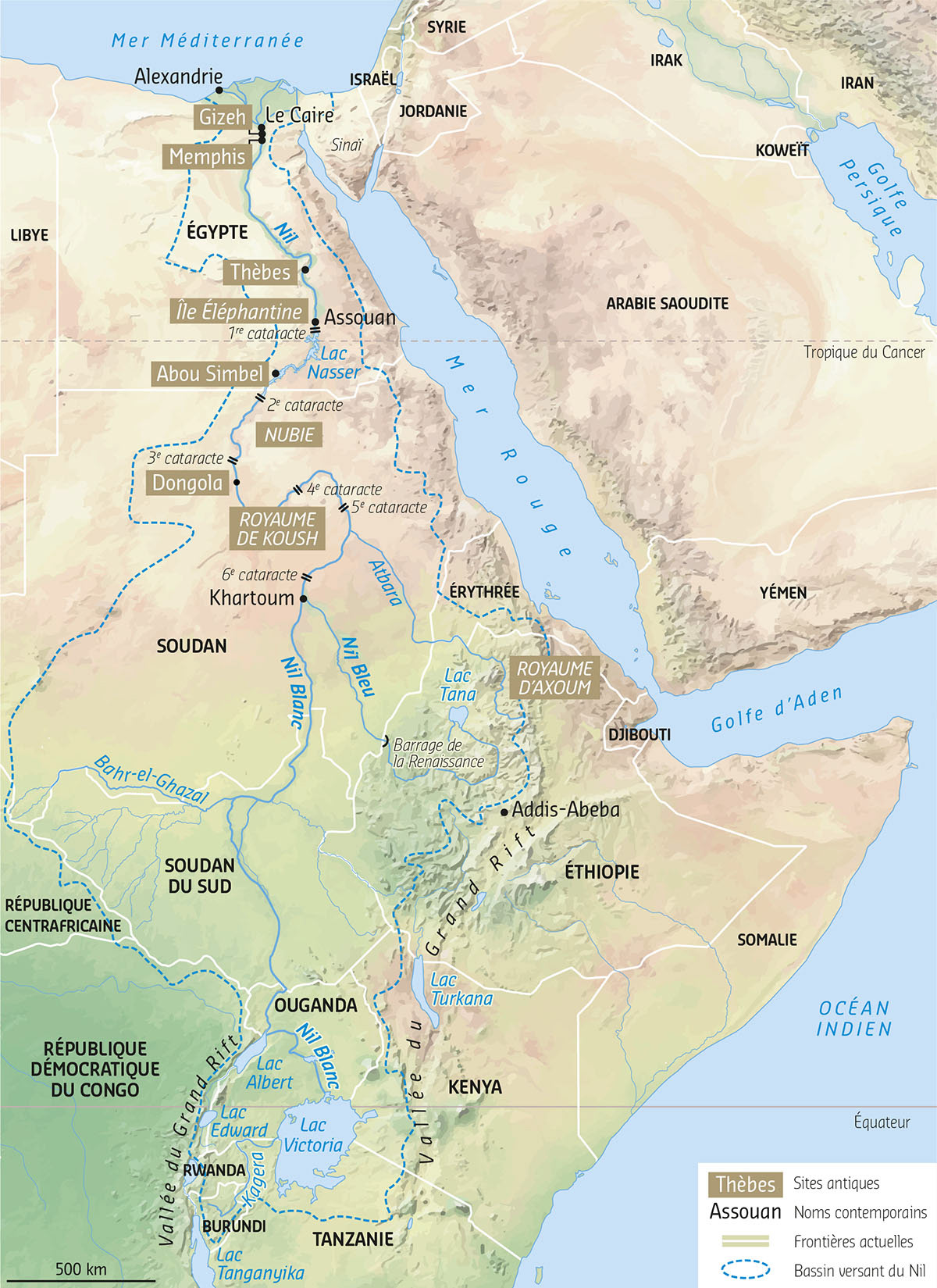 Le bassin du Nil • Herodote.net • Cartographie Fabrice Le Goff