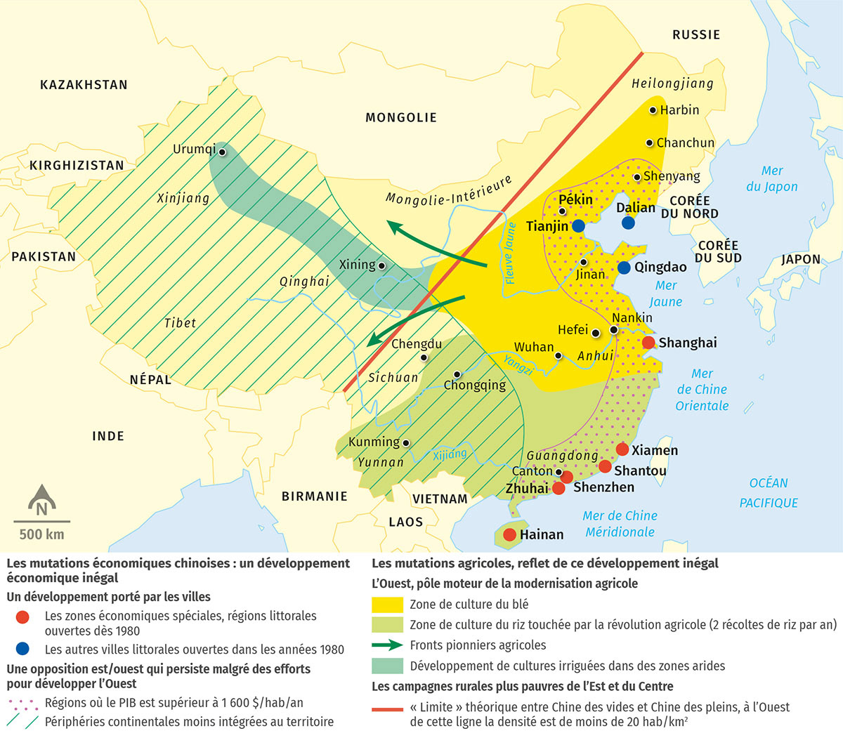 Les espaces agricoles en Chine • Géographie Première • Lelivrescolaire.fr • Cartographie Fabrice Le Goff