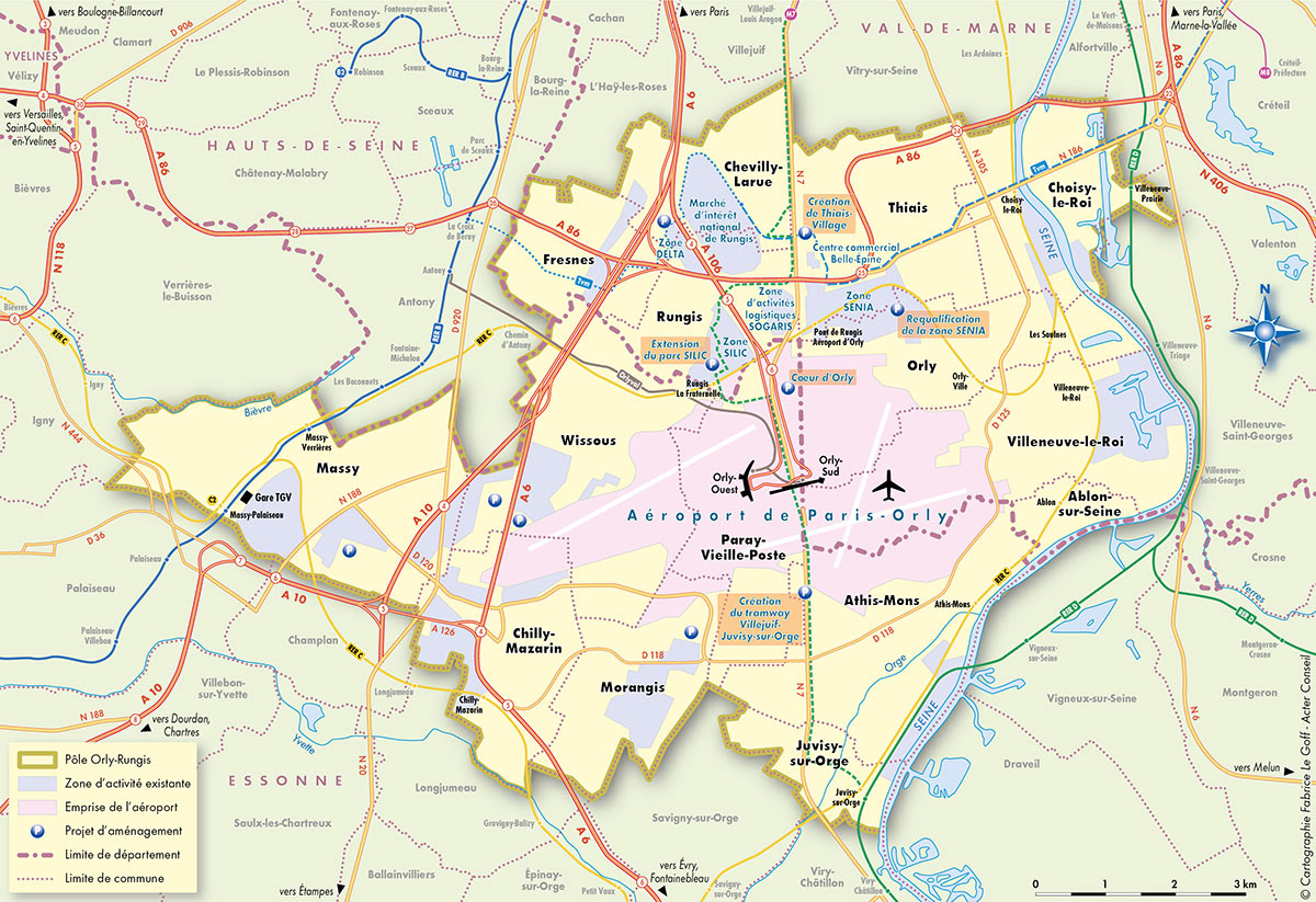 Le pôle Orly-Rungis. Les projets économiques • Acter Conseil • Cartographie Fabrice Le Goff