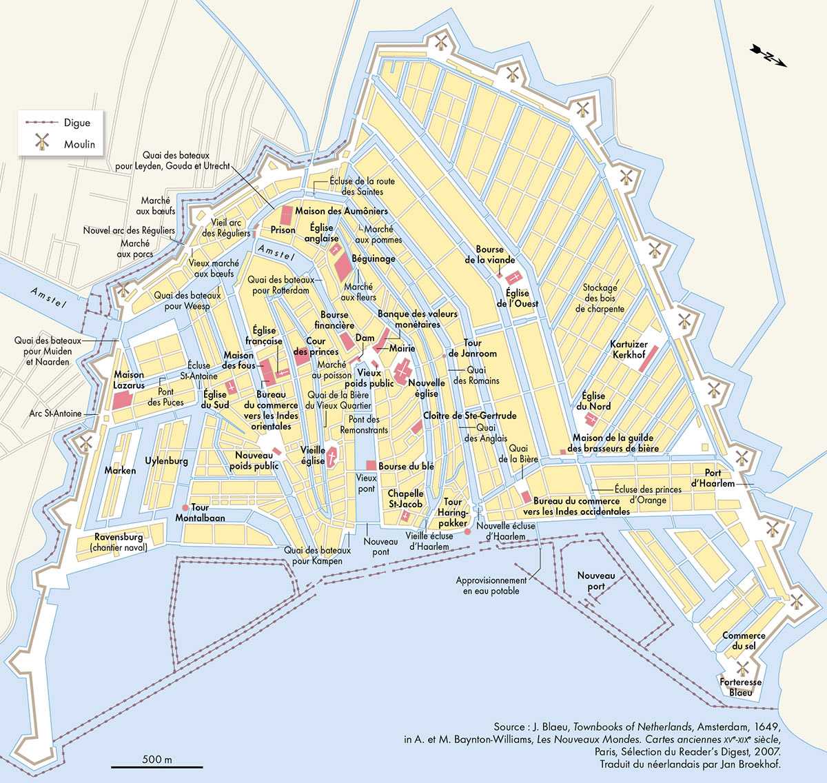 Amsterdam en 1649 • Atlas des premières colonisations • Éditions Autrement • Cartographie Fabrice Le Goff