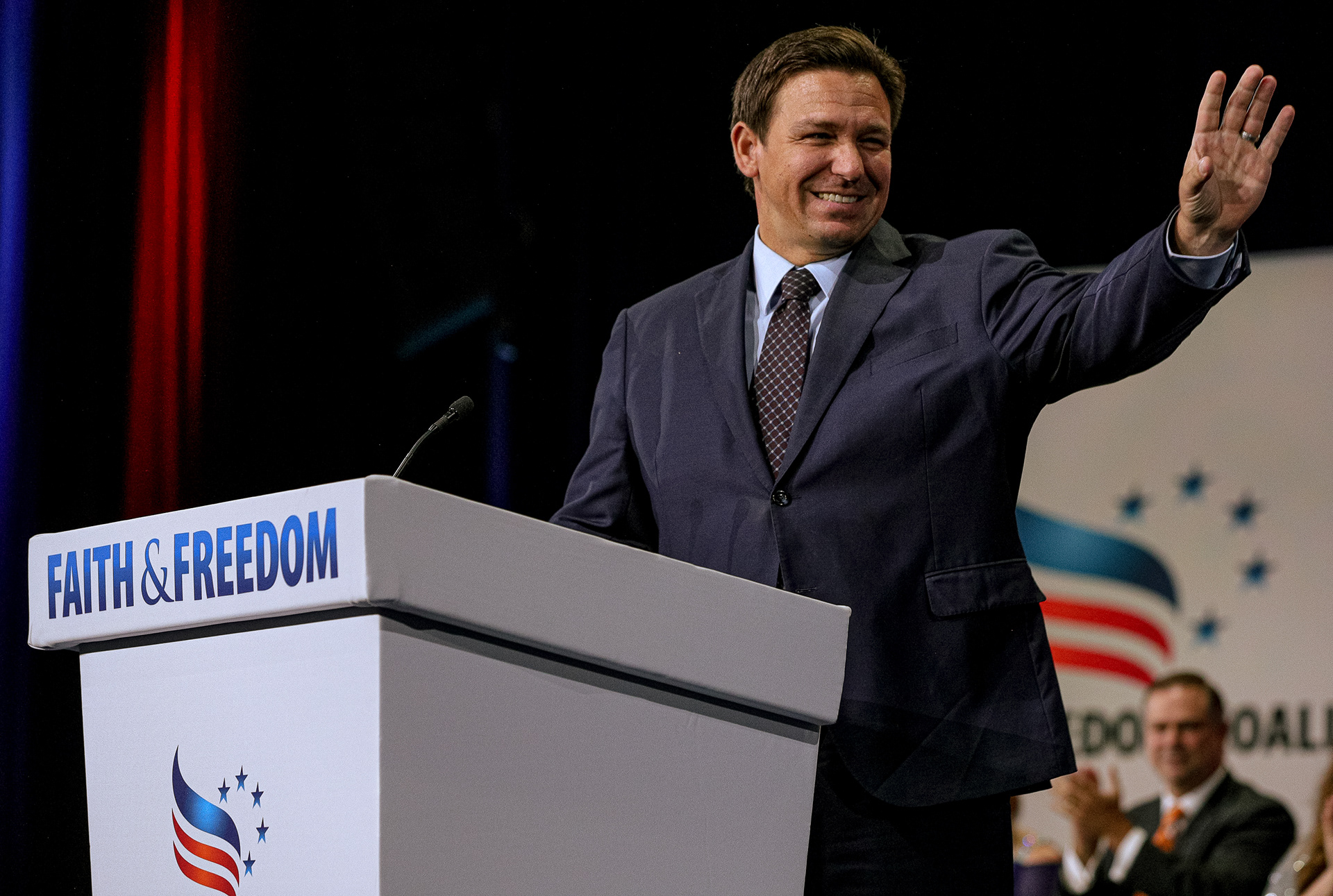 Fla. Gov. Ron DeSantis addresses the Patriot’s Gala as the Keynote Speaker and Guest of Honor at the 2021 Faith and Freedom Coalition Road to Majority conference in Kissimmee, Fla., on Saturday, June 19, 2021. For Orlando Sentinel.