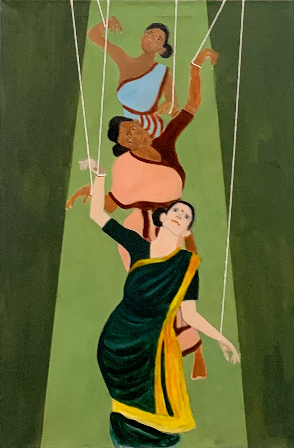 The Sacred Thread, 2025, Cotton Thread, Oil & Acrylic on Linen; 36 x 24 inches