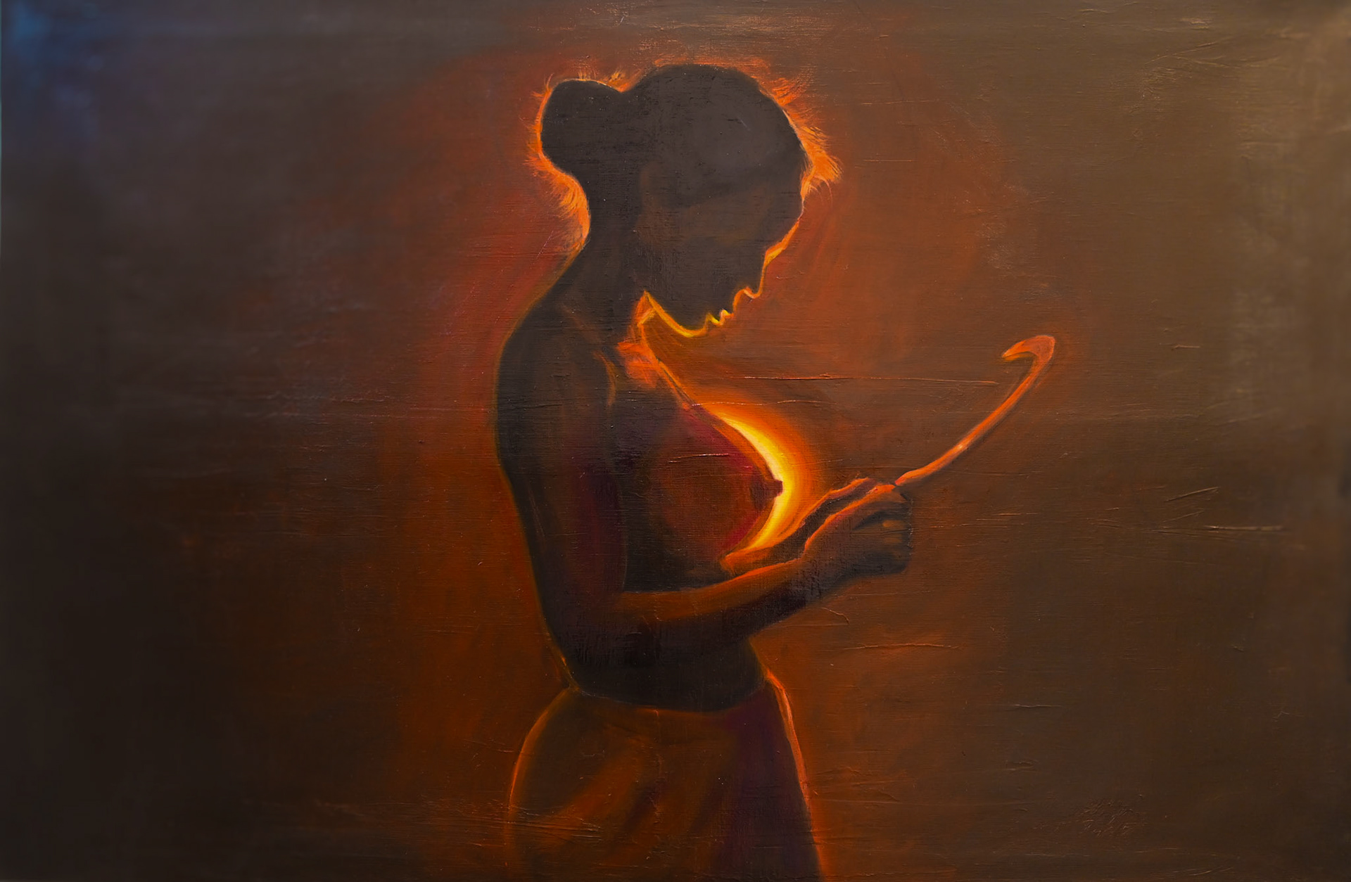 Molachu Peyyum, 2025, Oil on Linen; 24 x 36 inches