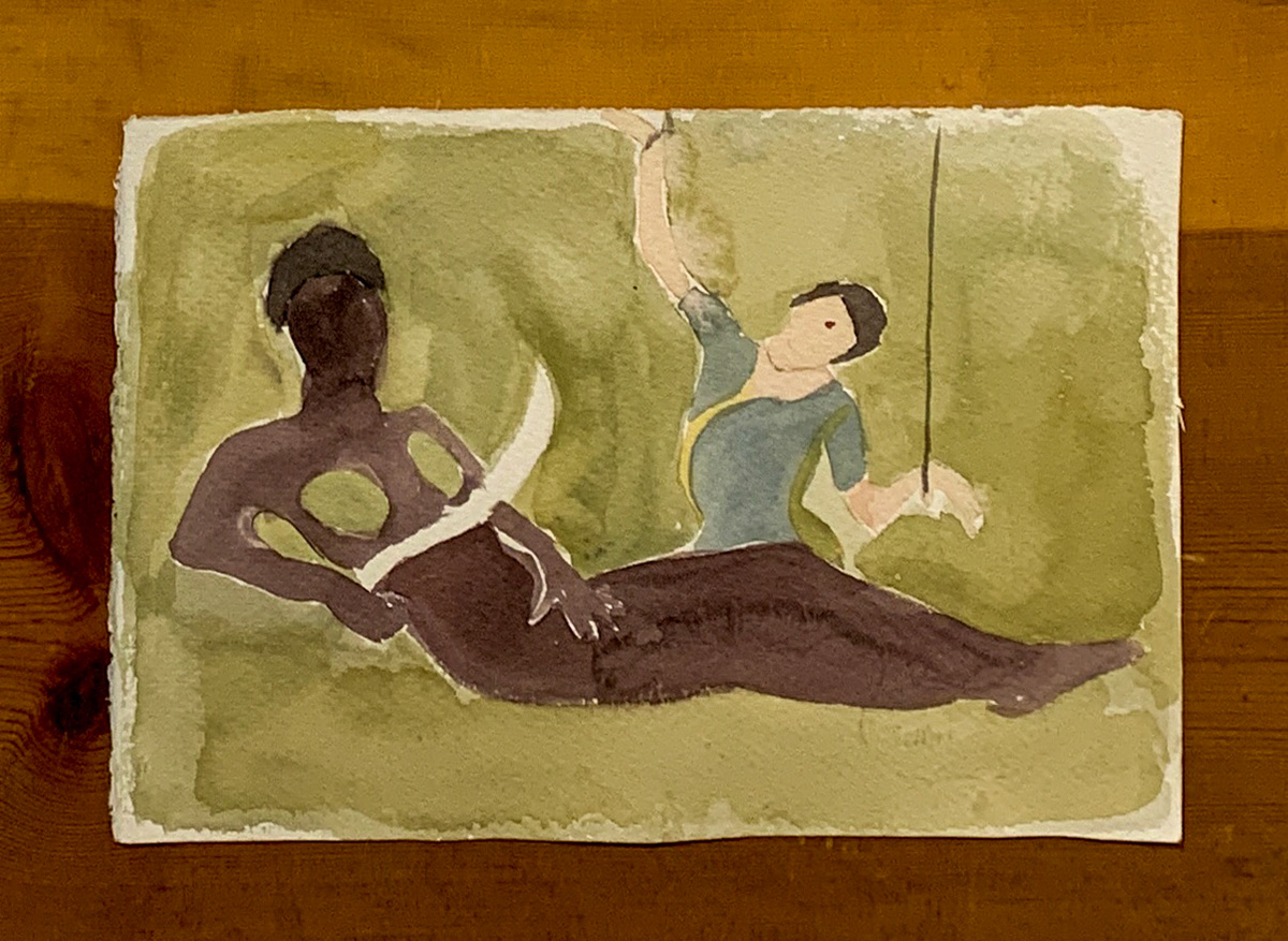 Strings of Silence; 2025, Watercolor on Paper; 11 x 17 inches
