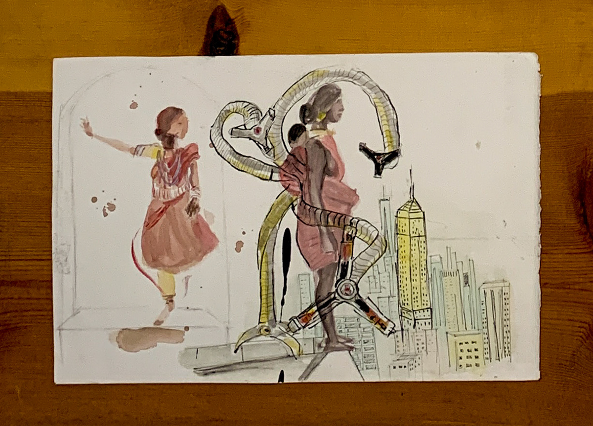 Kali in the Making, 2025, Watercolor on Paper; 11 x 17 inches