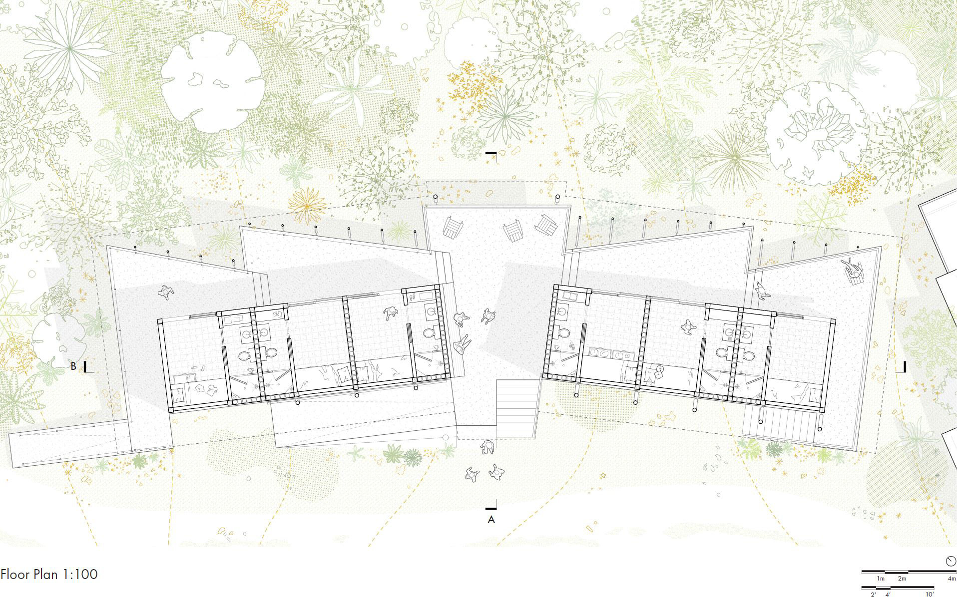 1:100 Floor Plan drawn by Chelsea Kilgore, 3D model by William Trotter