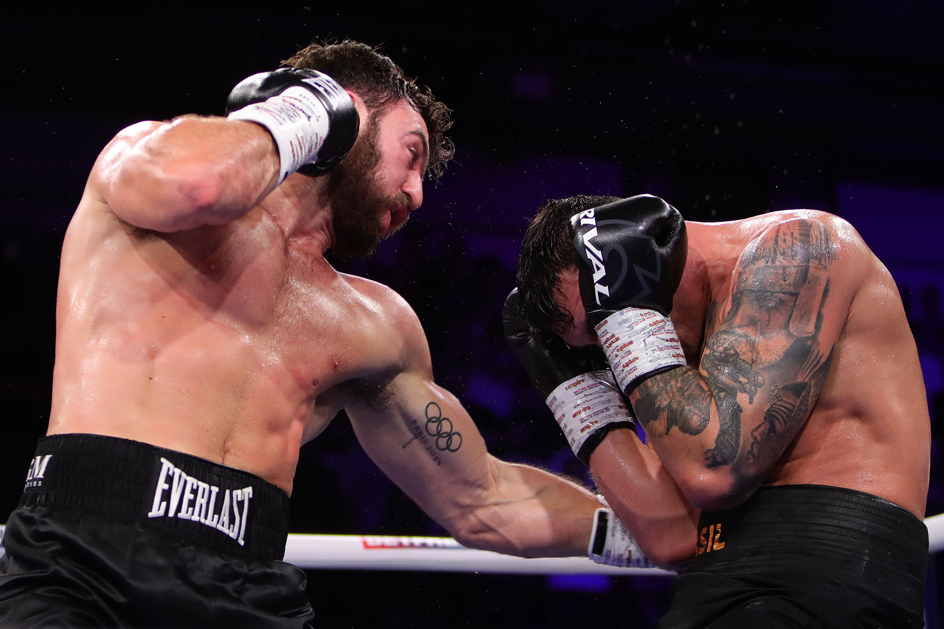 Pat Brown punches Vasil Ducar during the Pat Brown vs Vasil Duca WBA Intercontinental Cruiserweight Title fight at the Planet Ice Arena, Altrincham, England, United Kingdom on 3 April 2026 @everysecondmedia