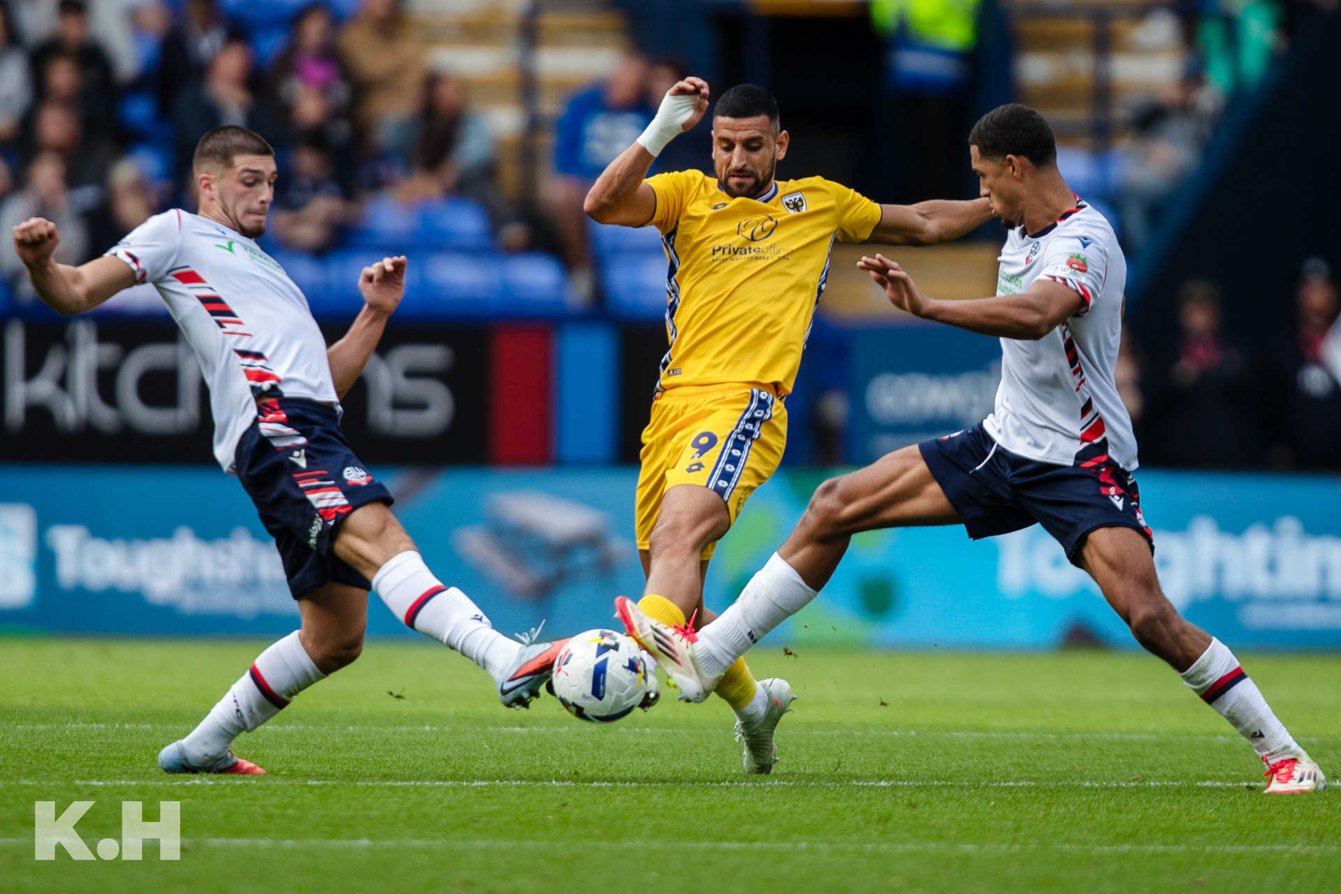 AFC Wimbledon suffer a 3-0 defeat to Bolton Wanderers in a League 1 fixture at the Toughsheet Community Stadium. Shot for Kontent Haus Agency