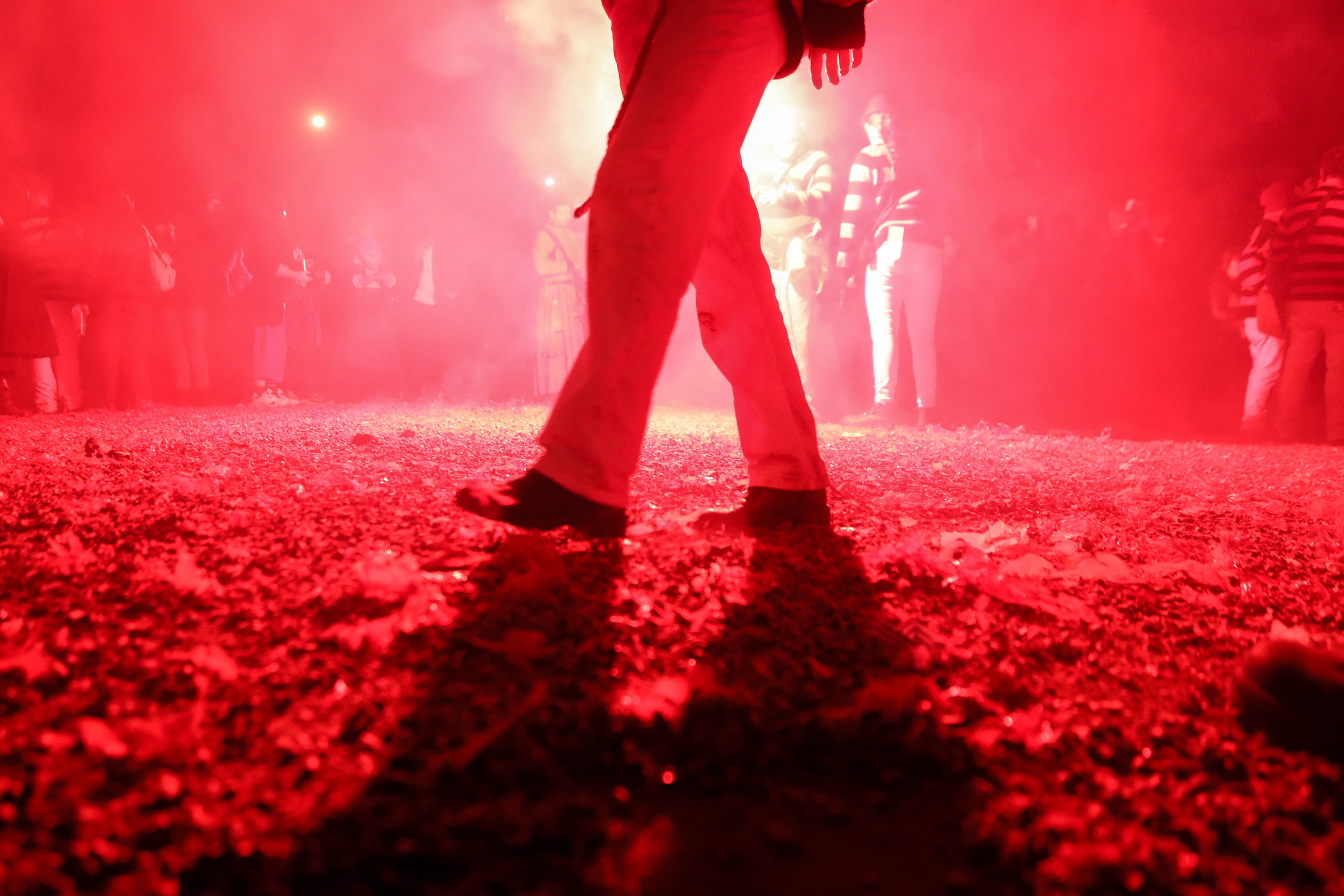 Wednesday 5th November 2025: Southover bonfire celebrations take place in Lewes, East Sussex.  The night involves societies from around the Lewes area marching through the streets with torches and burning effigy’s at designated fire sites.