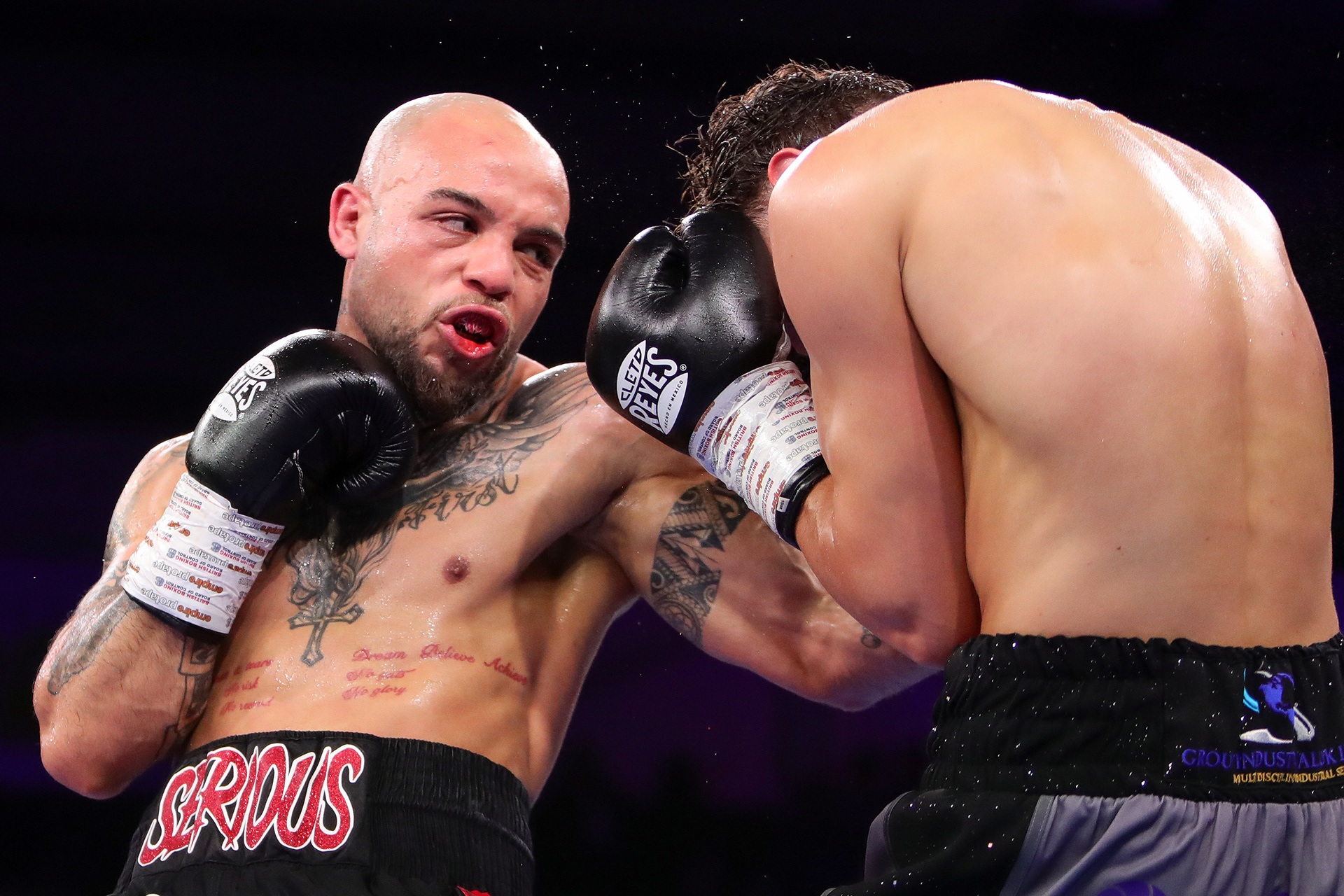 Marco Simmonds punches Garan Croft during their fight at the Planet Ice Arena, Altrincham, England, United Kingdom on 3 April 2026 @everysecondmedia