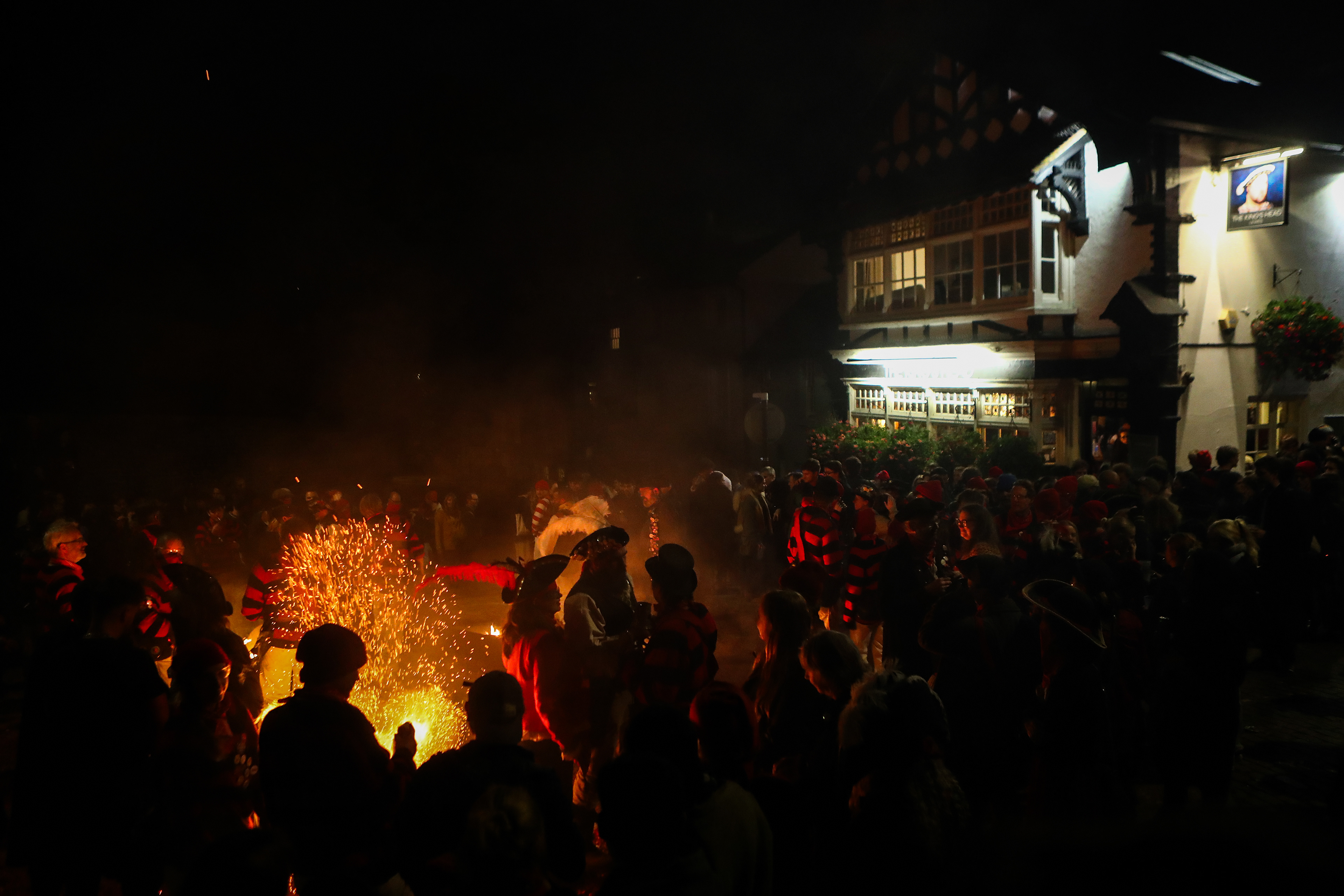 Wednesday 5th November 2025: Southover bonfire celebrations take place in Lewes, East Sussex.  The night involves societies from around the Lewes area marching through the streets with torches and burning effigy’s at designated fire sites.