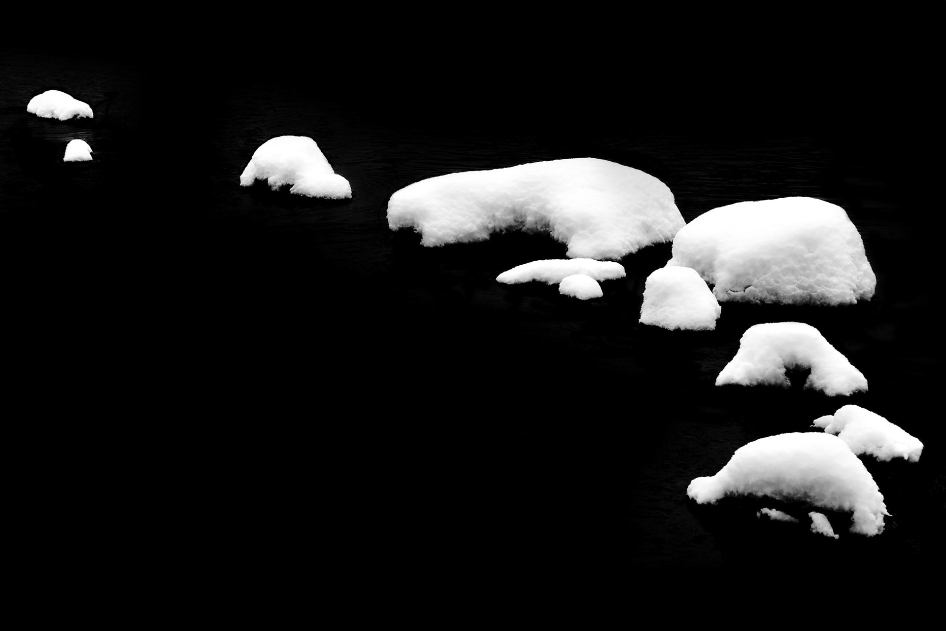 Snowy Rocks in Boise River