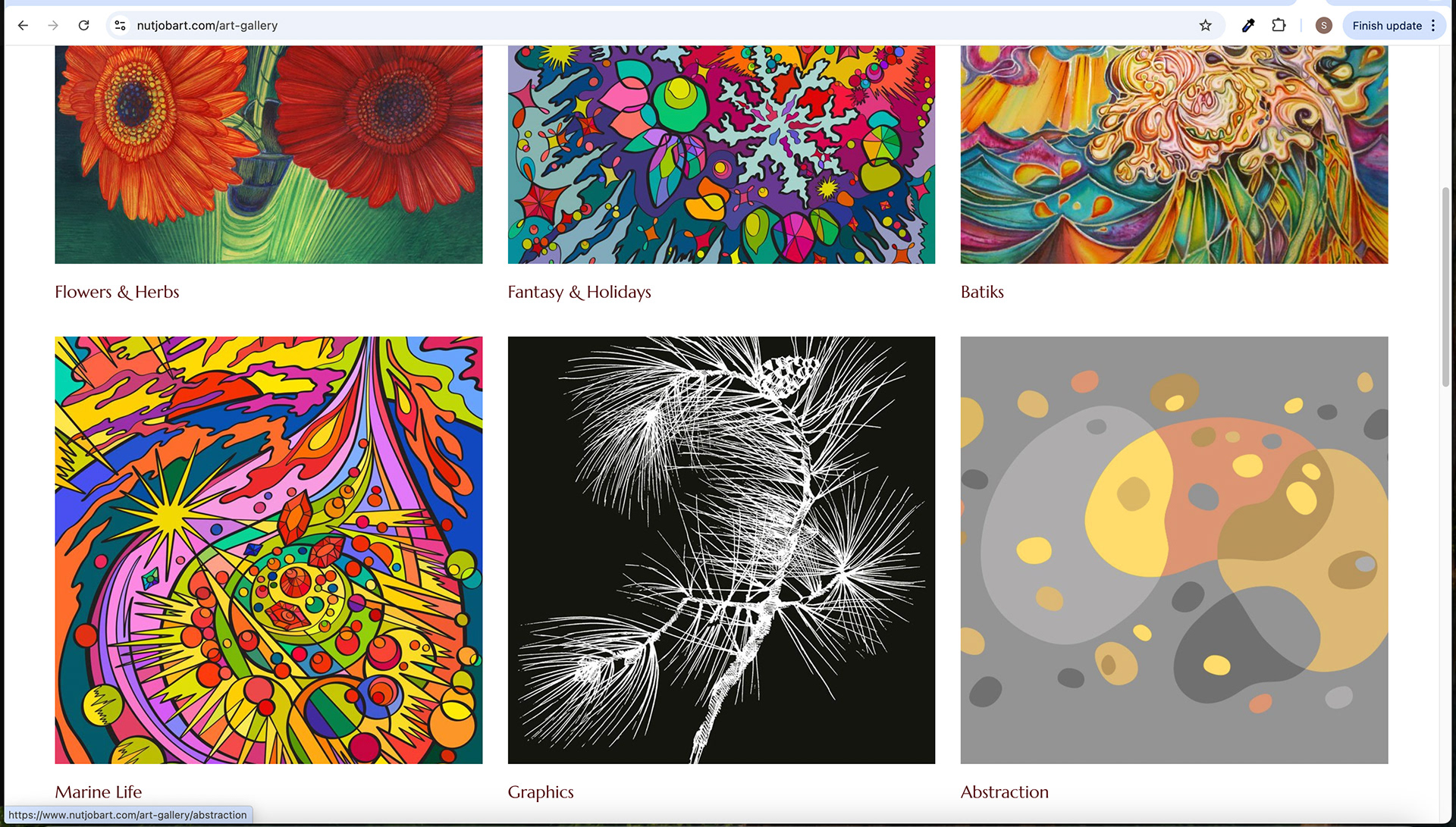 Art Gallery Subpage Screen