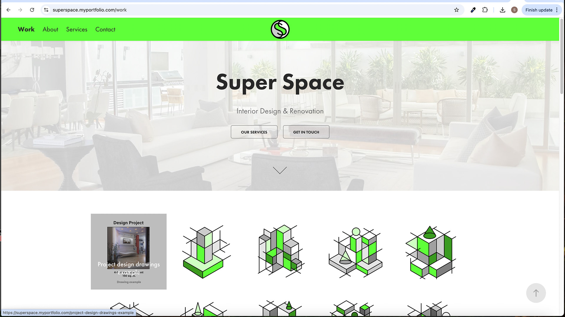 Home - Splash Screen with Down Arrow - Image Hover Effect
