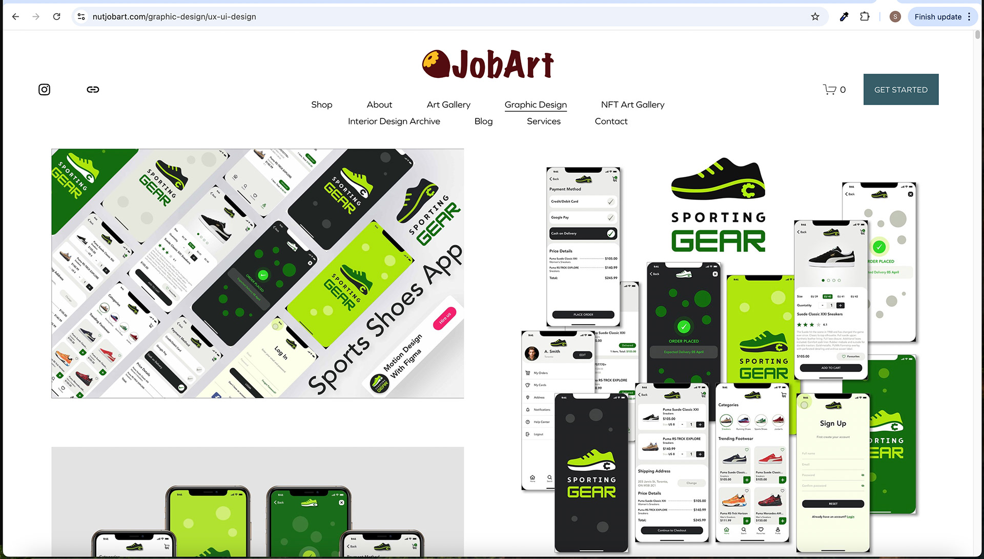 Design Gallery Subpage Screen