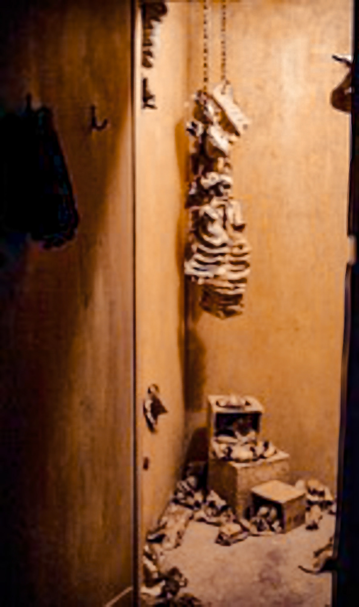 Site Specific Installation, Ceramic,  Chain, Built room in basement in NYC, Loose Clay/and oxide