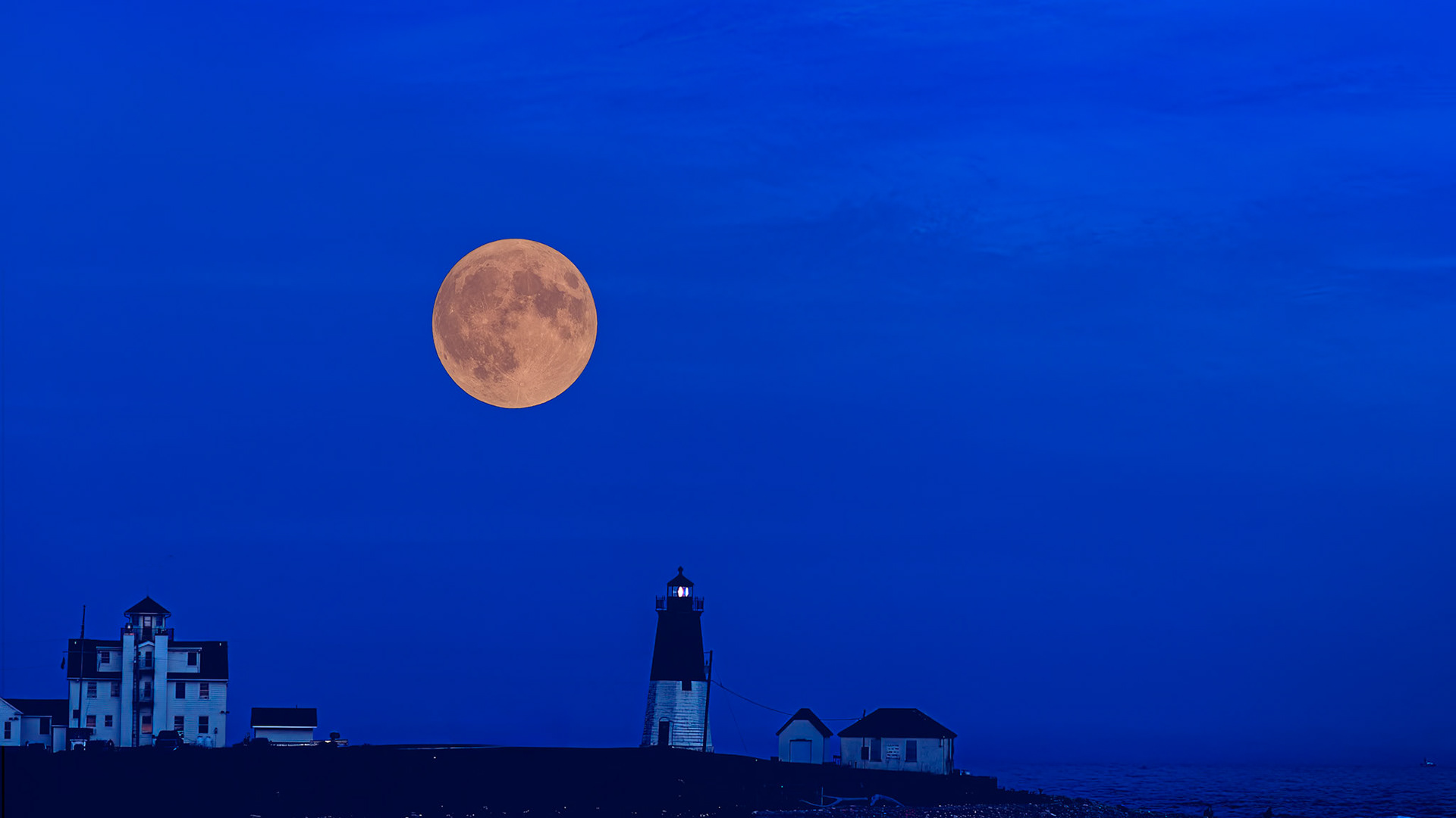 Super Moon over Point Judith Lighthouse
