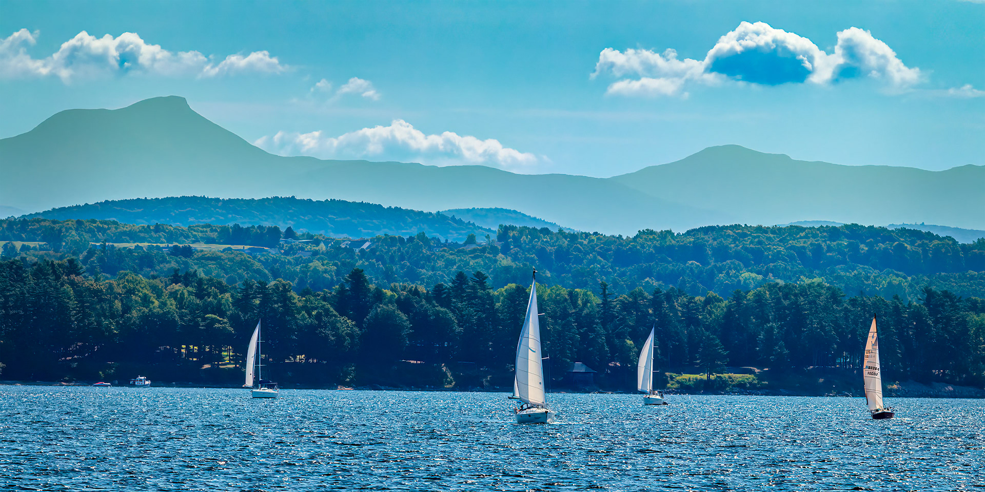 Small sailboats on Lake Champlain