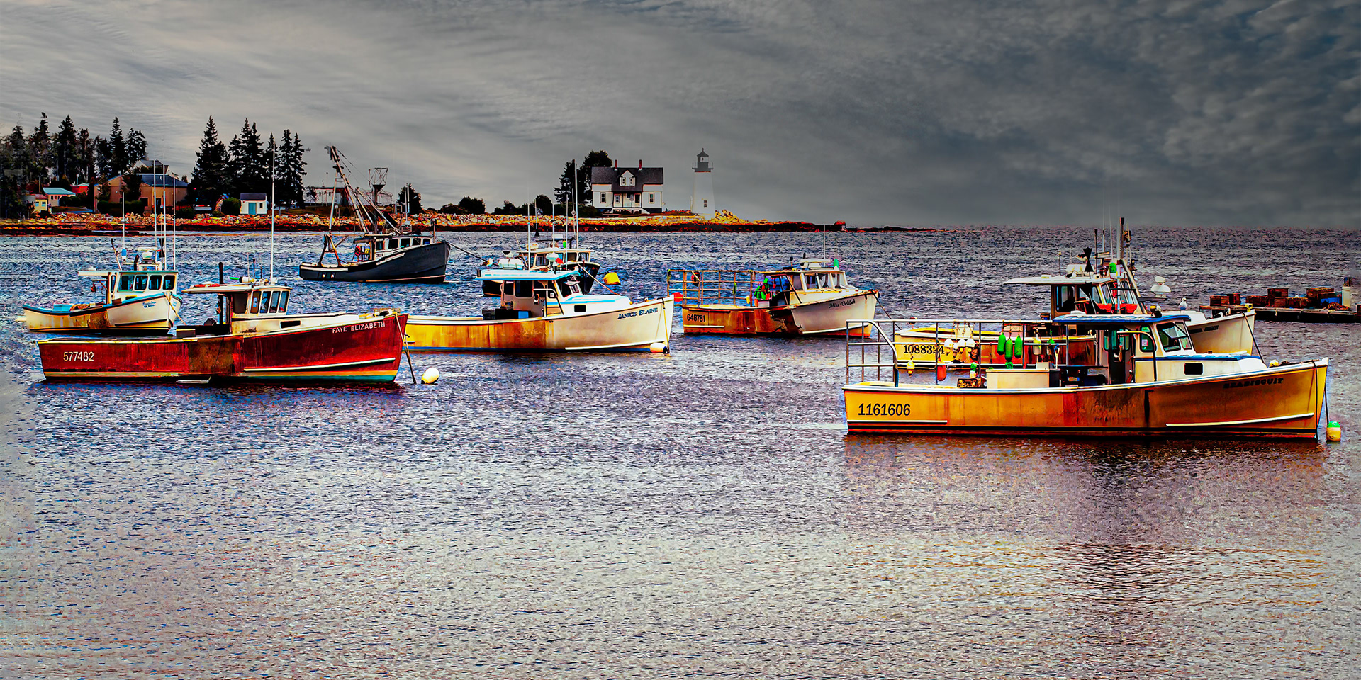 Boats at anchor - Maine Harbor