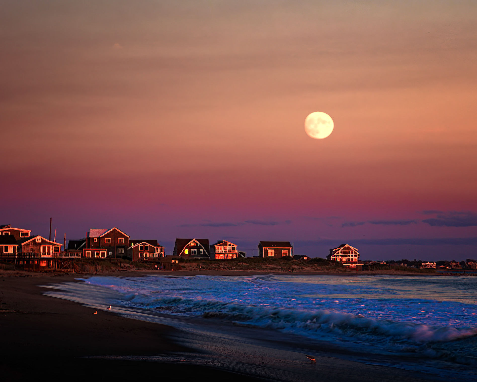 Moon at Sunset -  Matunuck RI