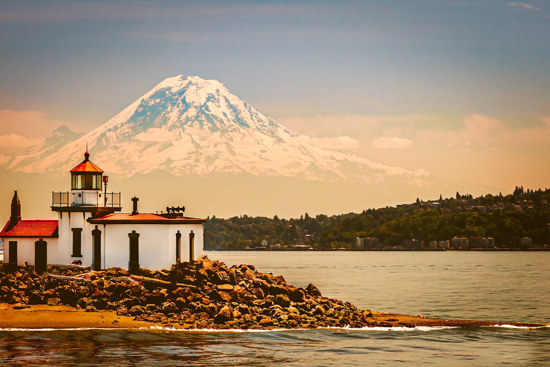 West Point LIghthouse & MT Ranier - Seattle Sound