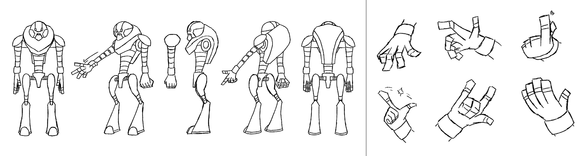 original robot character turnaround and hand poses (Oct 2024)