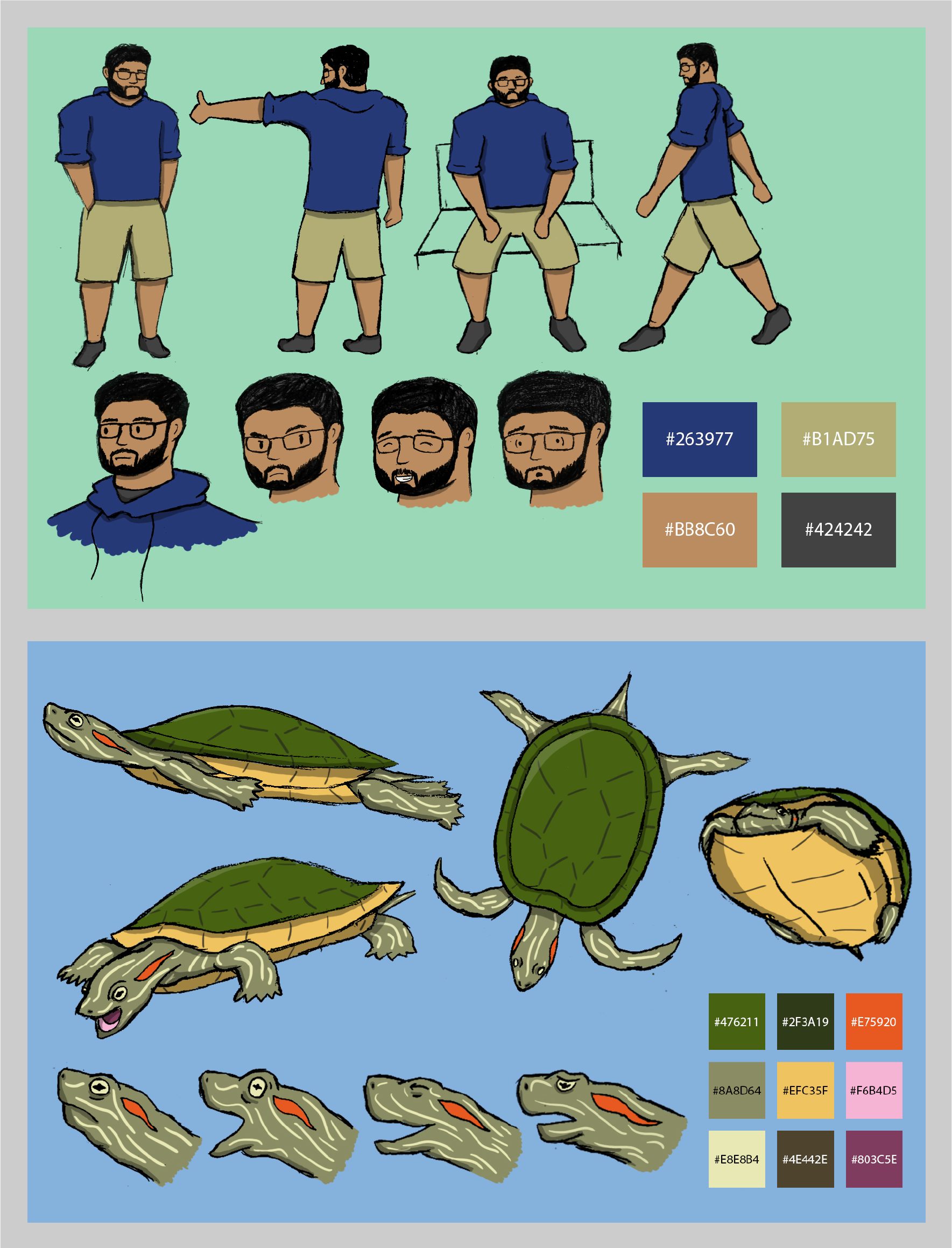 self and pet turtle character sheets (Jan 2022)