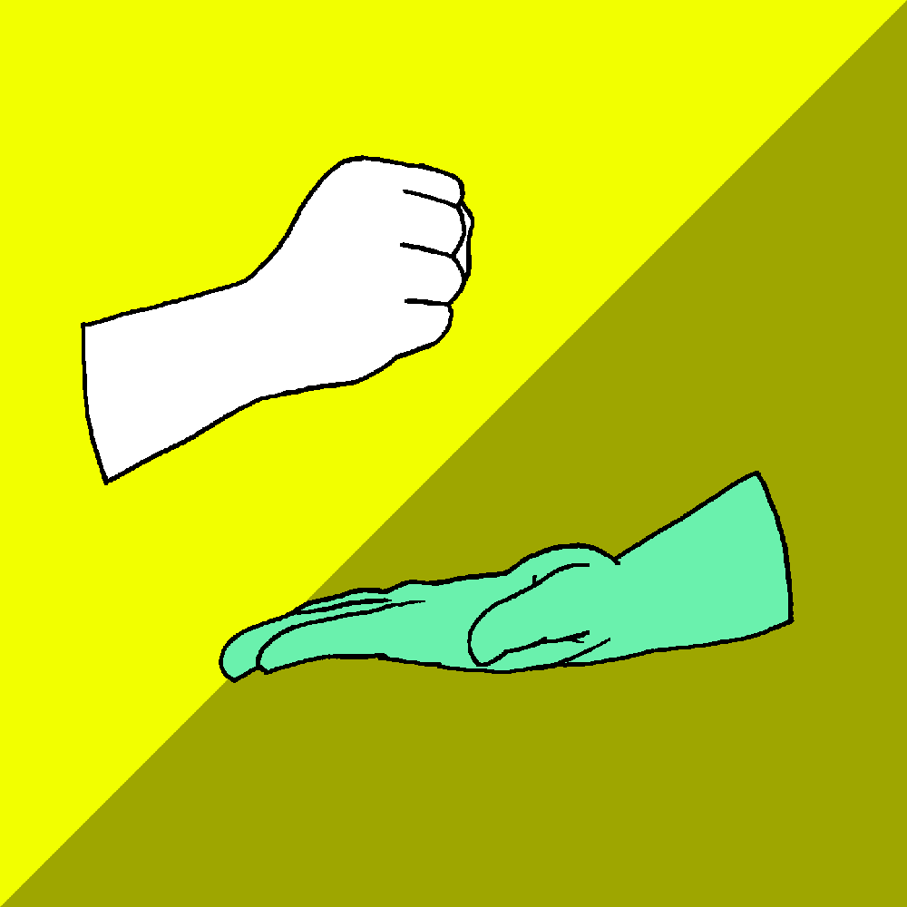 Rotoscoped animation of rock, paper, scissors (Adobe Photoshop, Nov 2022)