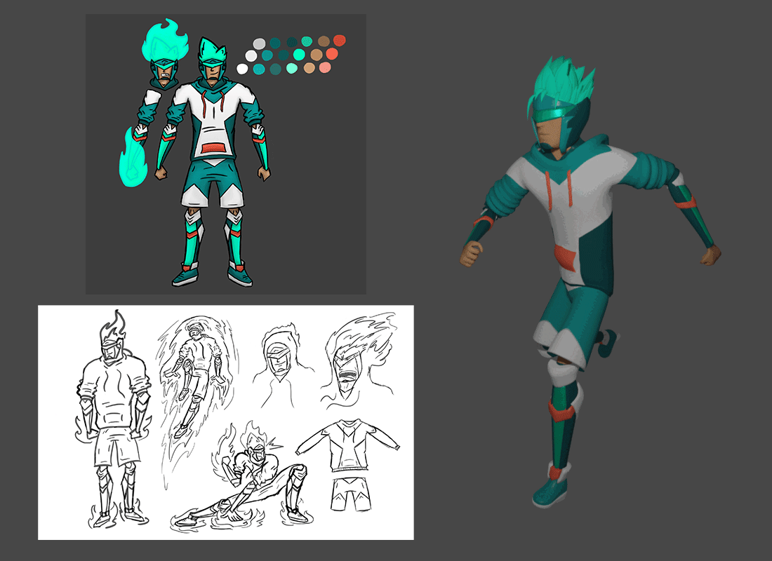 Original character and run cycle (Blender, Apr - Jun 2023)