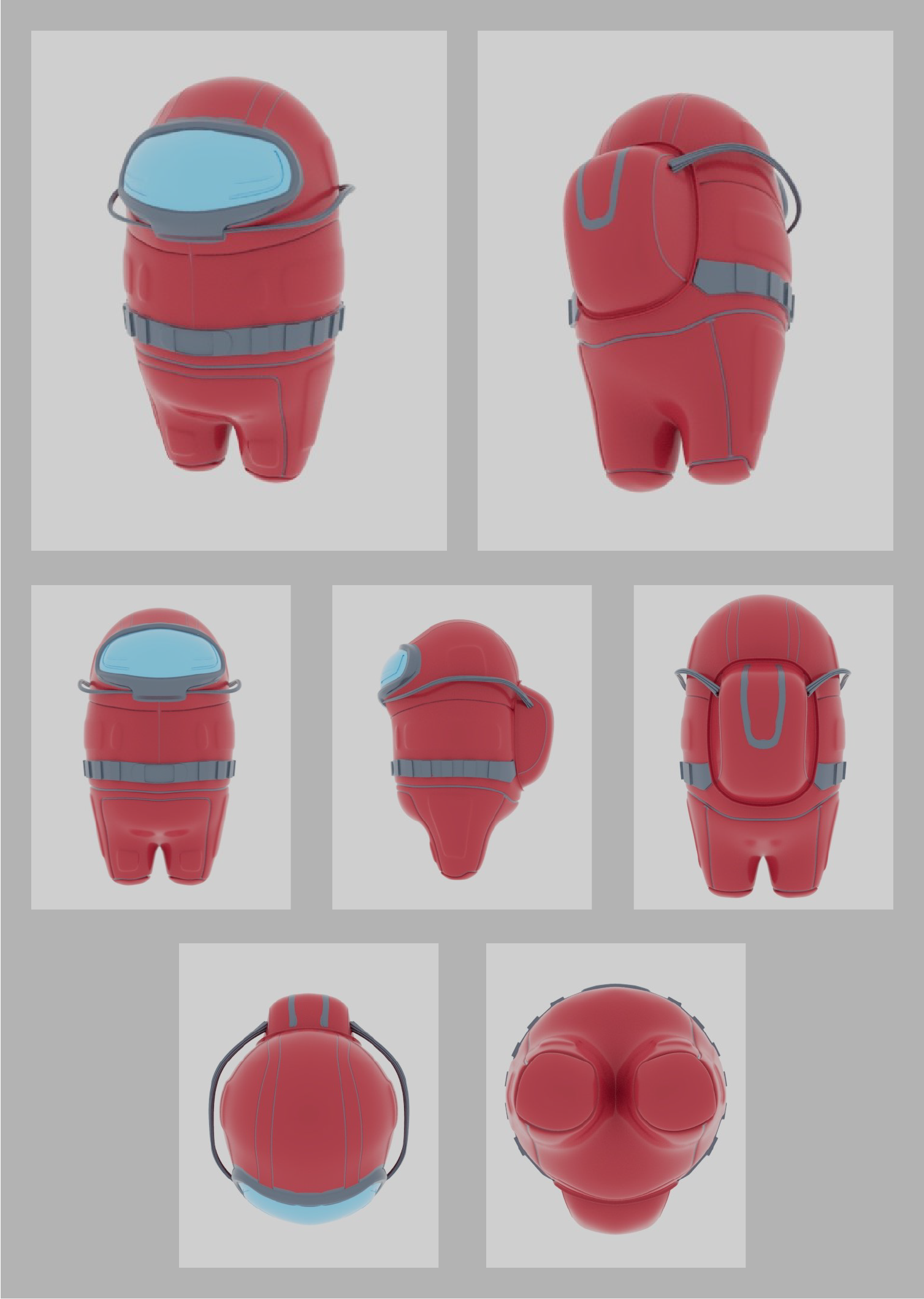 3D model of the crewmate from Among Us (Autodesk Maya, Oct - Nov 2023)