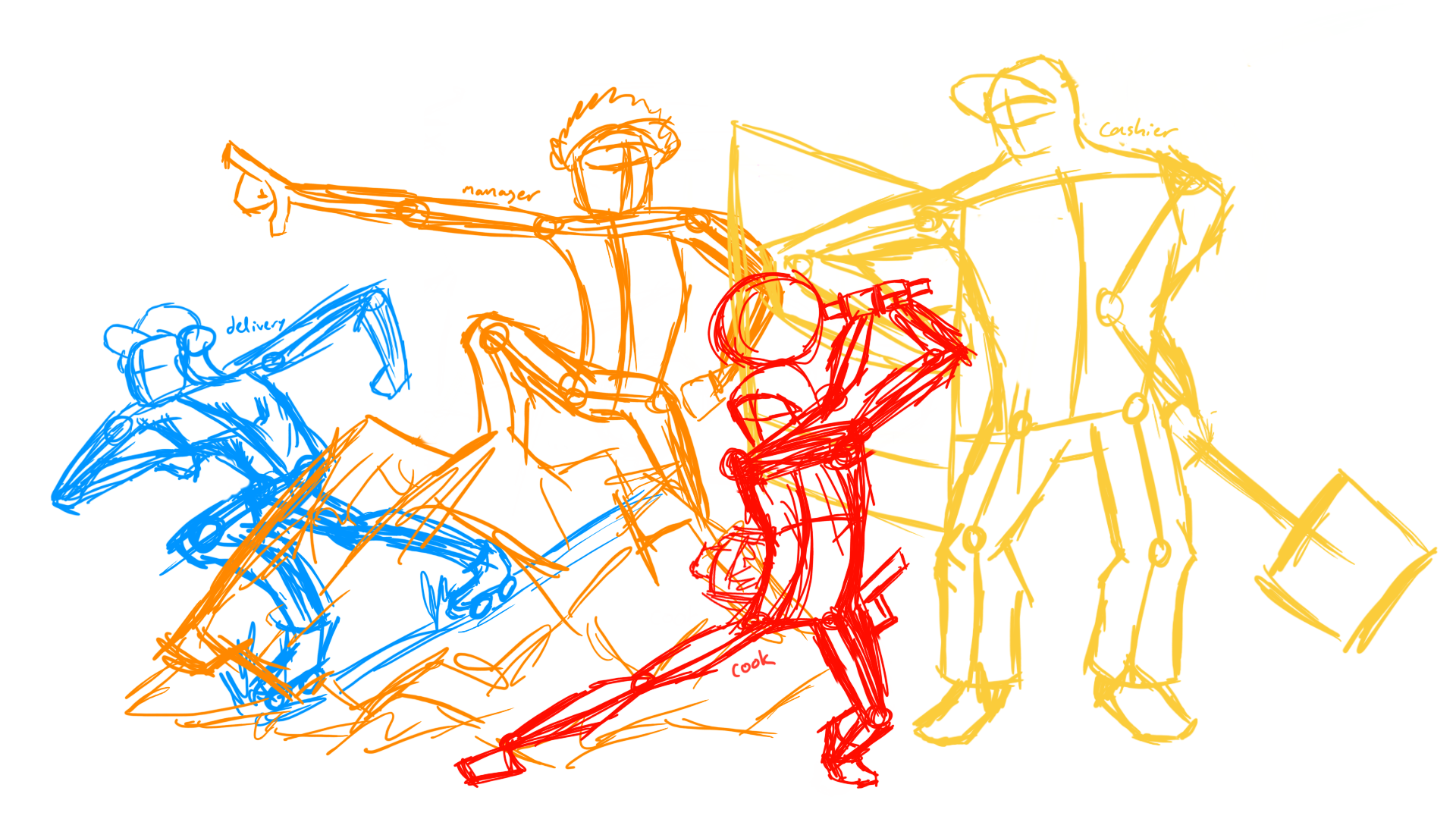 Sketch for key art group shot